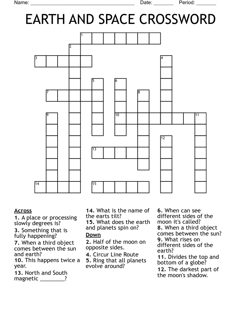EARTH AND SPACE CROSSWORD WordMint