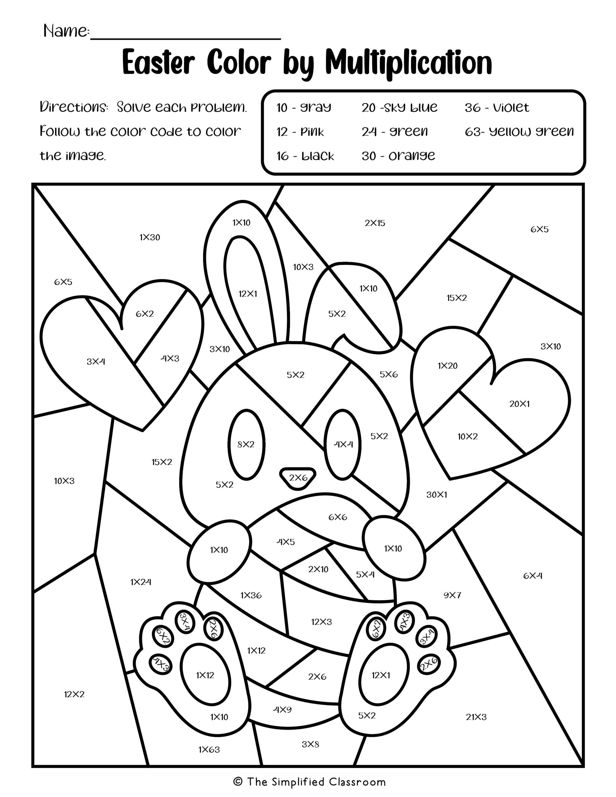 Easter Color By Code Multiplication Worksheets For 2nd 3rd The Simplified Classroom Easter Color By Code Multiplication Worksheets For 2nd 3rd The Simplified Classroom