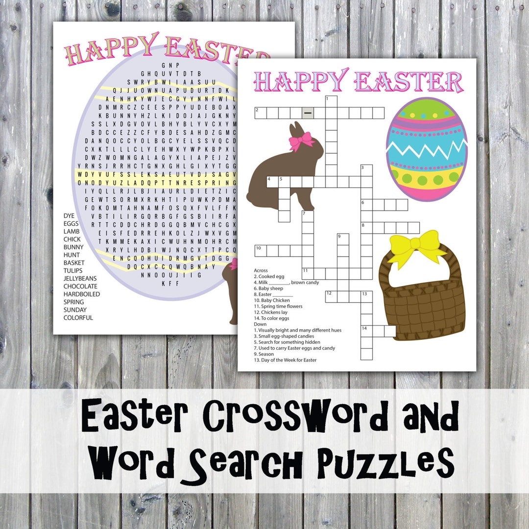 Easter Crossword Puzzle And Word Search Party Game Printables Instant Download Etsy