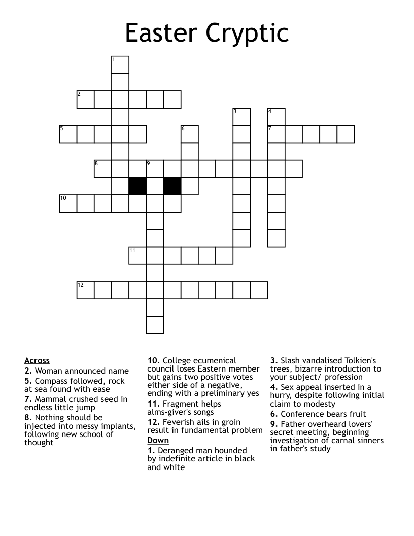 Easter Cryptic Crossword WordMint Easter Cryptic Crossword WordMint