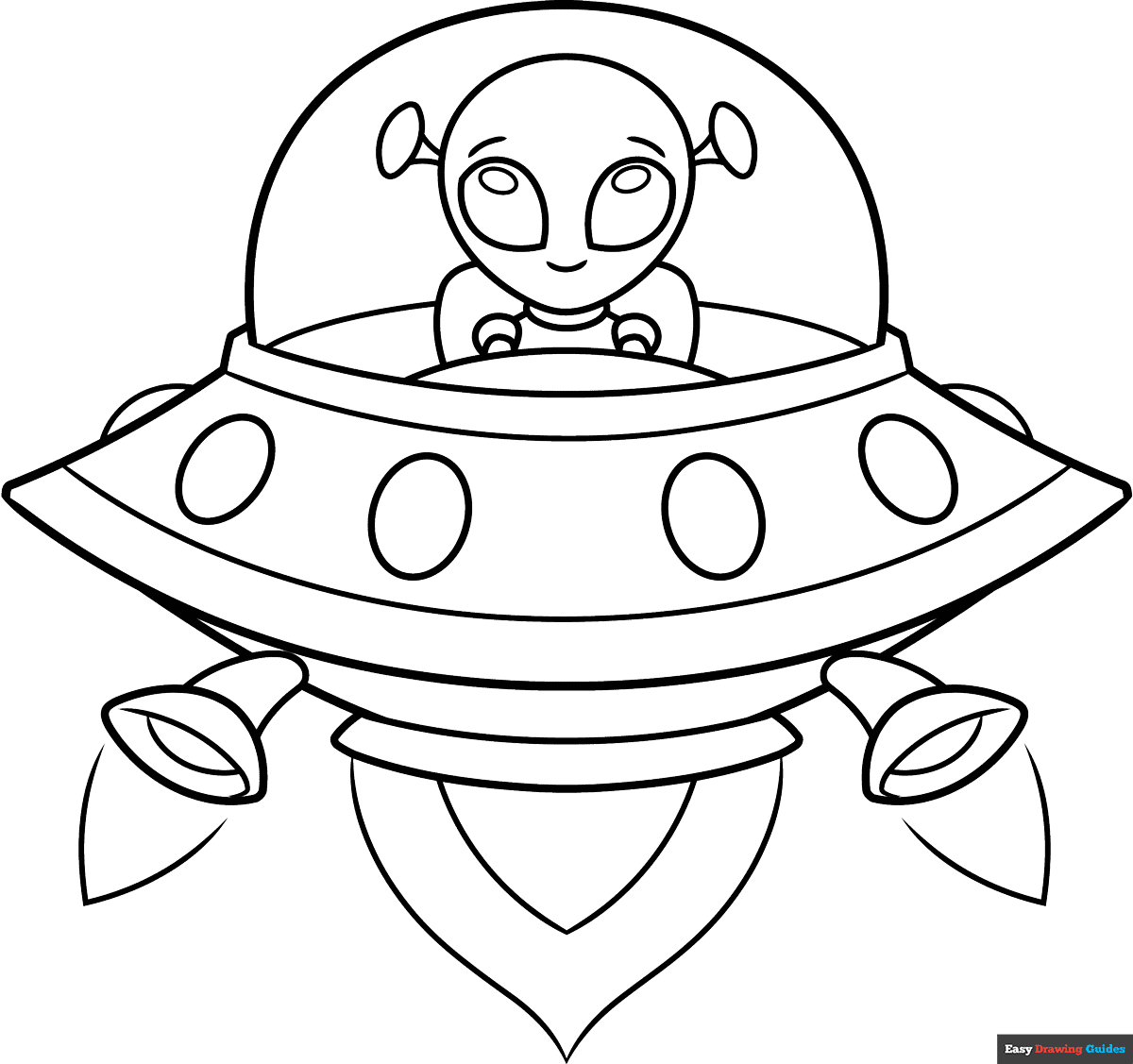 Easy Alien Spaceship Coloring Page Easy Drawing Guides Easy Alien Spaceship Coloring Page Easy Drawing Guides