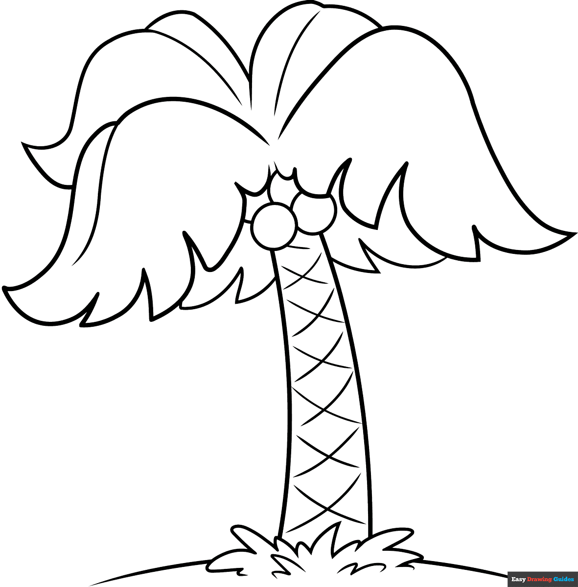 Easy Cartoon Palm Tree Coloring Page Easy Drawing Guides