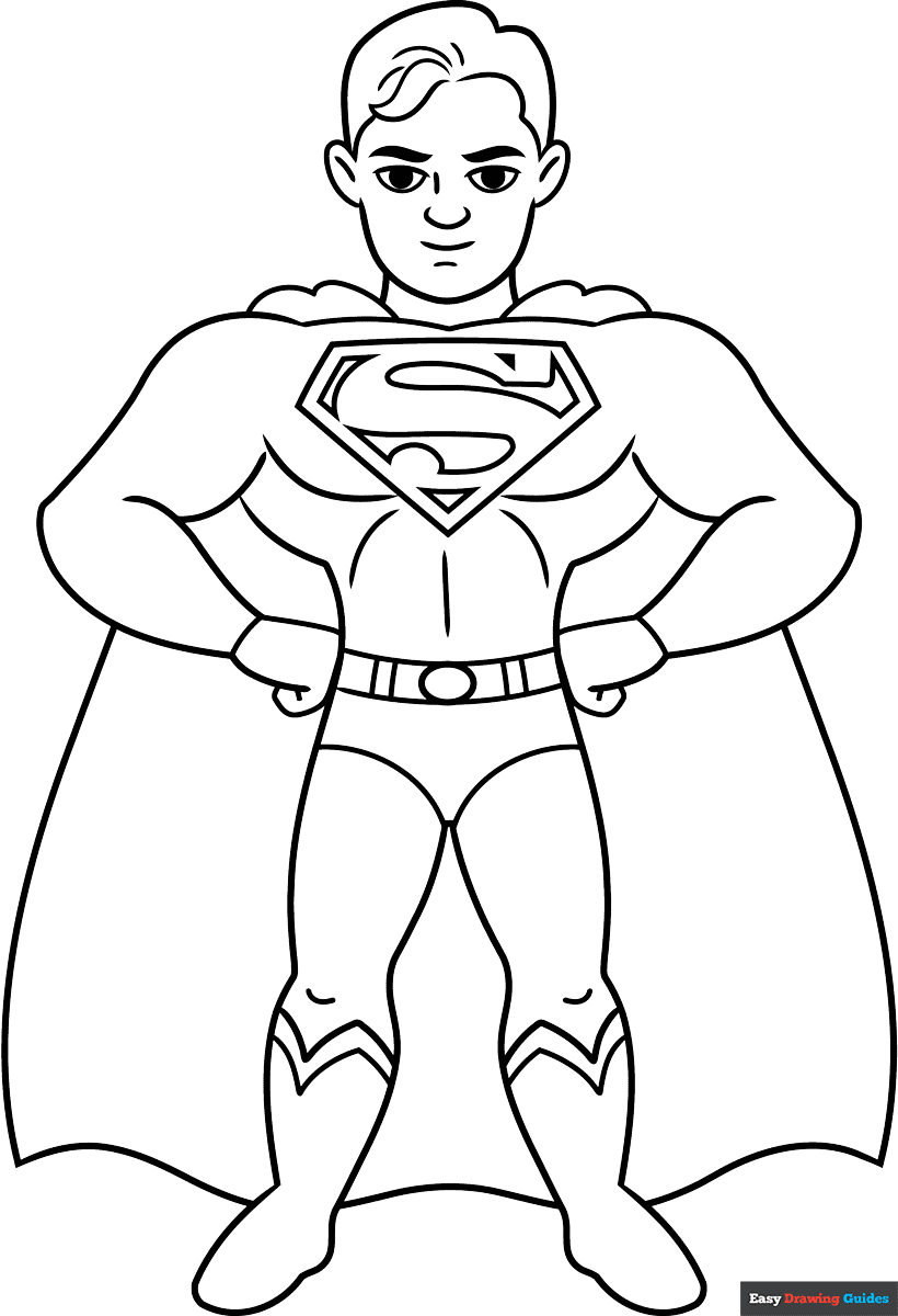 Easy Superman Coloring Page Easy Drawing Guides