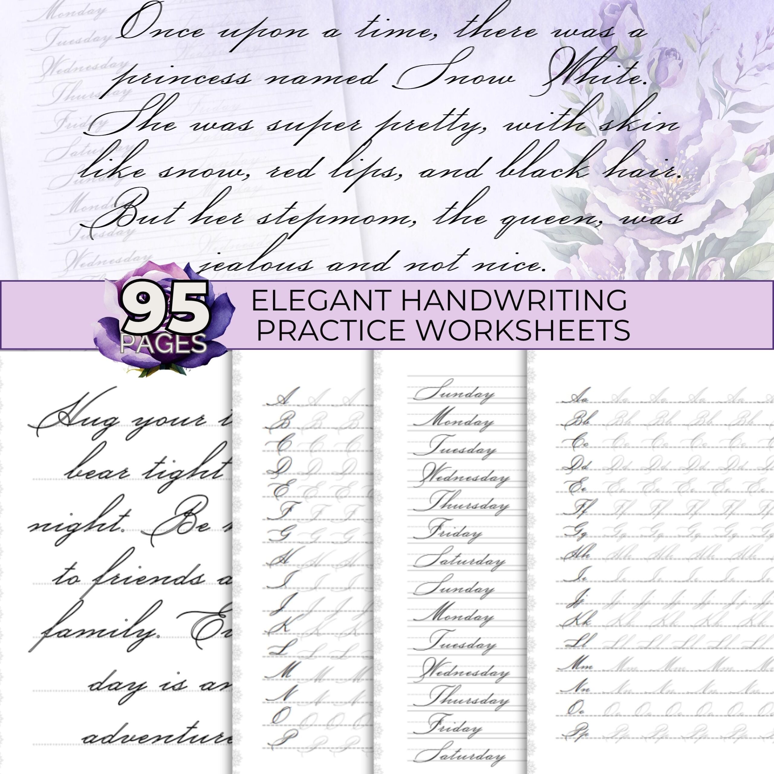 Elegant Cursive Handwriting Worksheets Elegant Handwriting Cursive Alphabet Improve Handwriting Cursive Writing Elegant Cursive Tracing Etsy