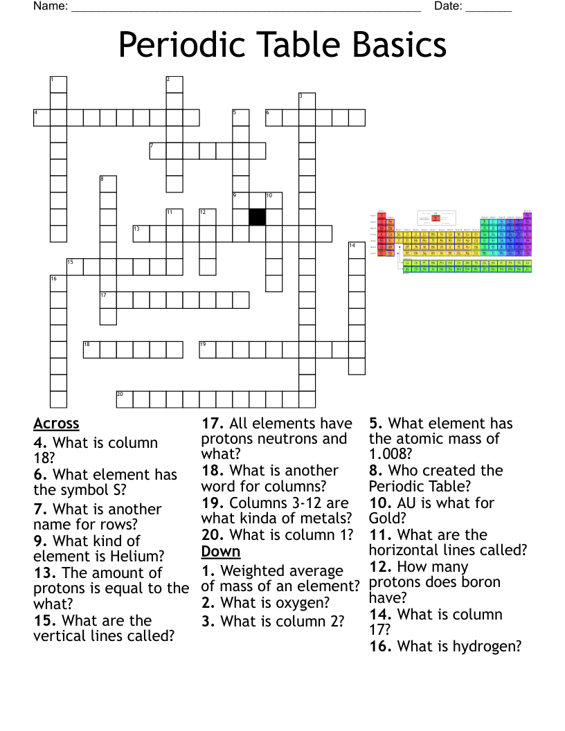 Elements Crossword Puzzle WordMint Elements Crossword Puzzle WordMint