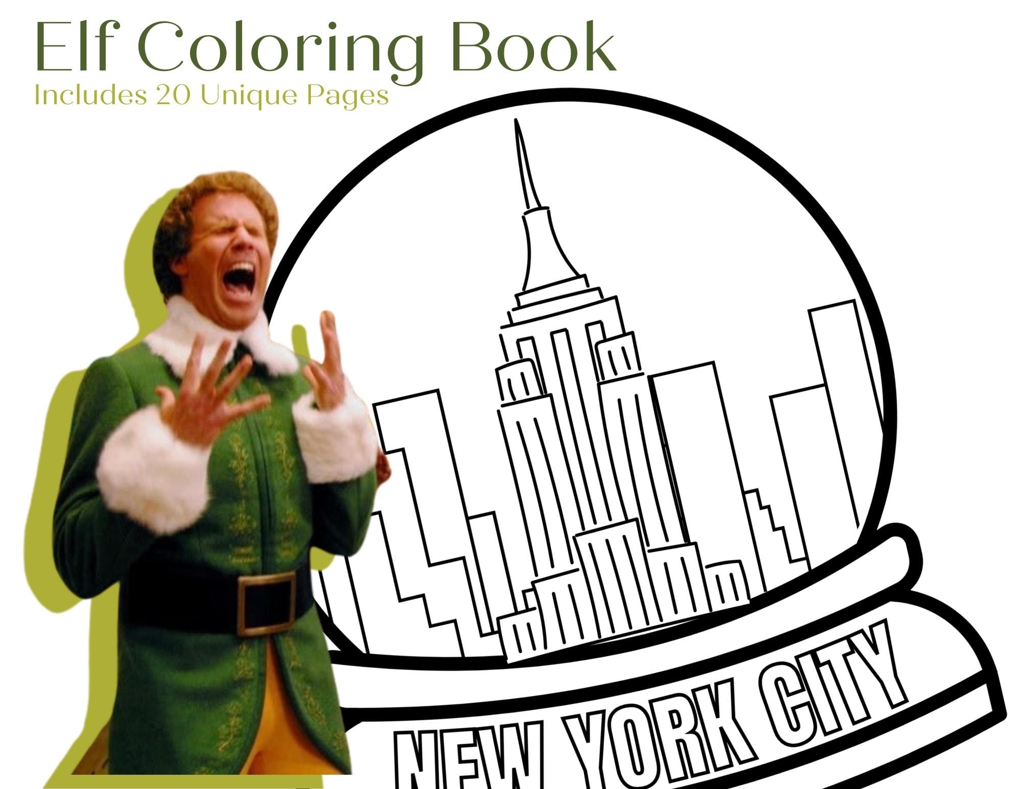 Elf Movie Coloring Book 20 Unique Pages PDF Pattern Etsy Elf Movie Coloring Book 20 Unique Pages PDF Pattern Etsy