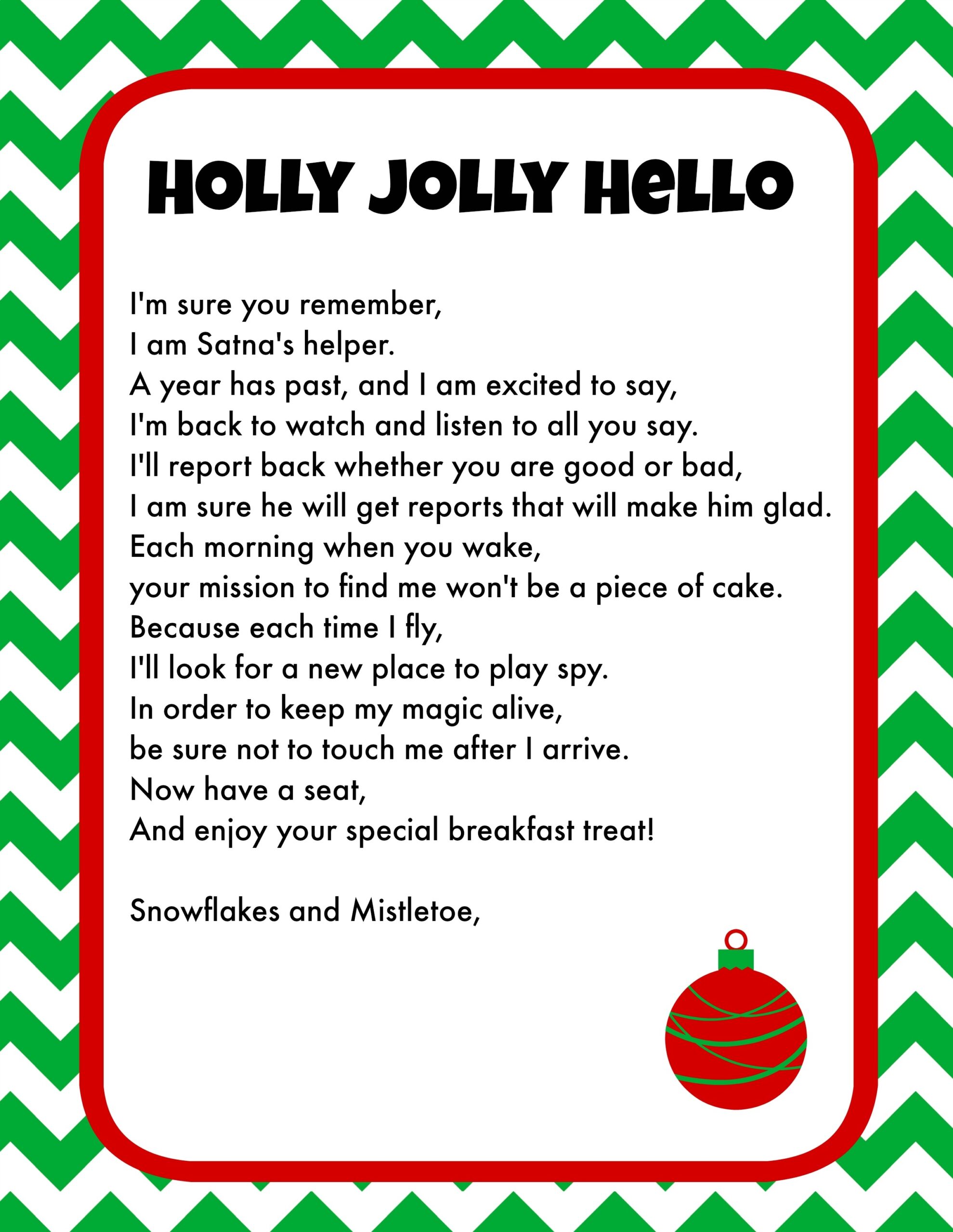 Elf On The Shelf Breakfast Ideas Printable Letter Christmas PJs