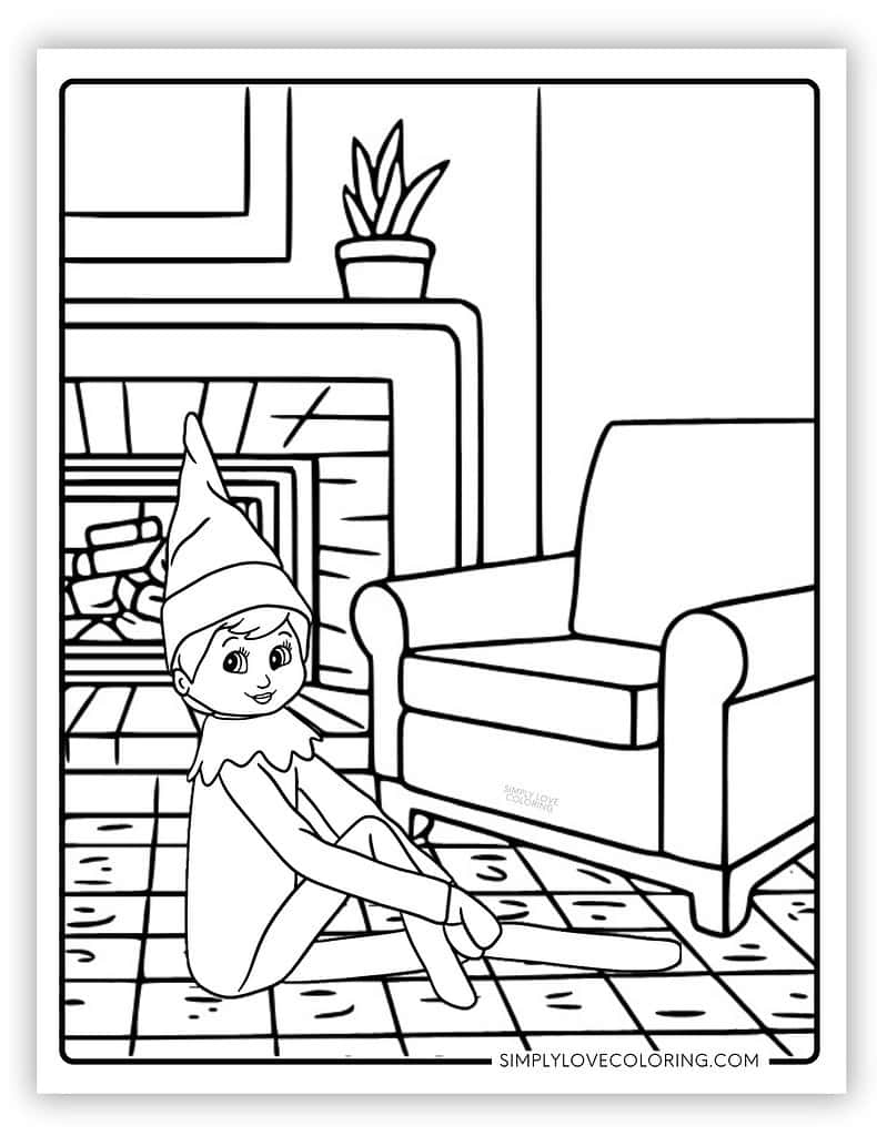 elf on a shelf colouring pages