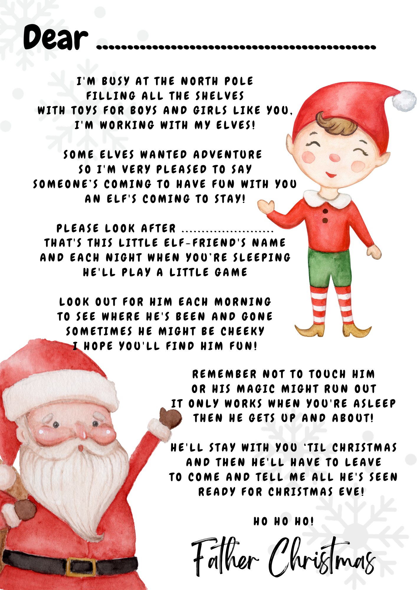 welcome letter elf on the shelf