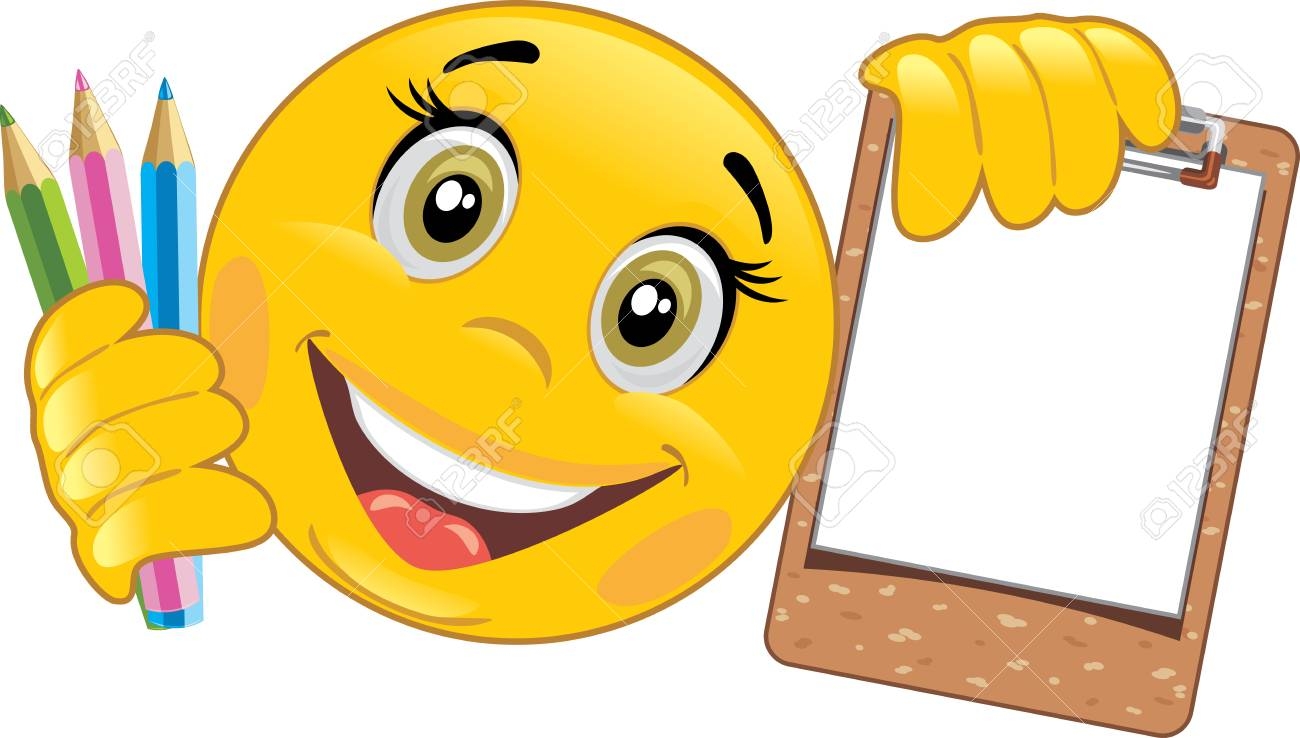 Emoticons With Wooden Clipboard And Colored Pencils Royalty Free SVG Cliparts Vectors And Stock Illustration Image 88943095 