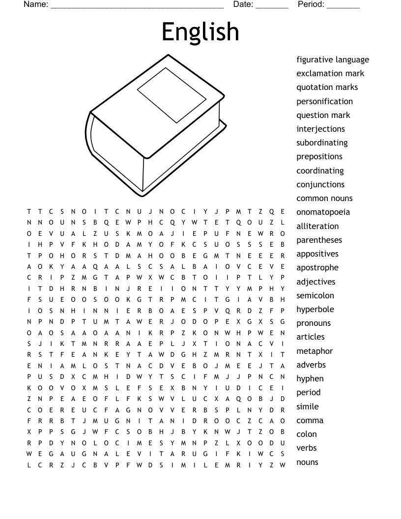 English 1 Crossword Puzzle WordMint
