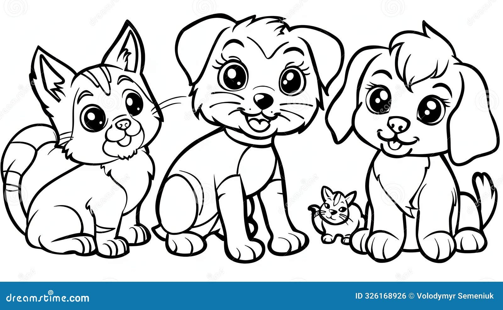cats and dogs colouring pages