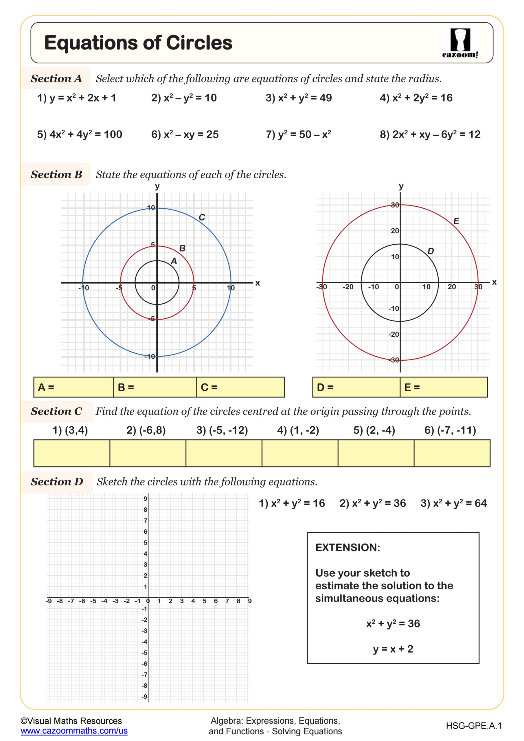 Equations Of Circles Worksheet Geometry PDF Worksheets Equations Of Circles Worksheet Geometry PDF Worksheets
