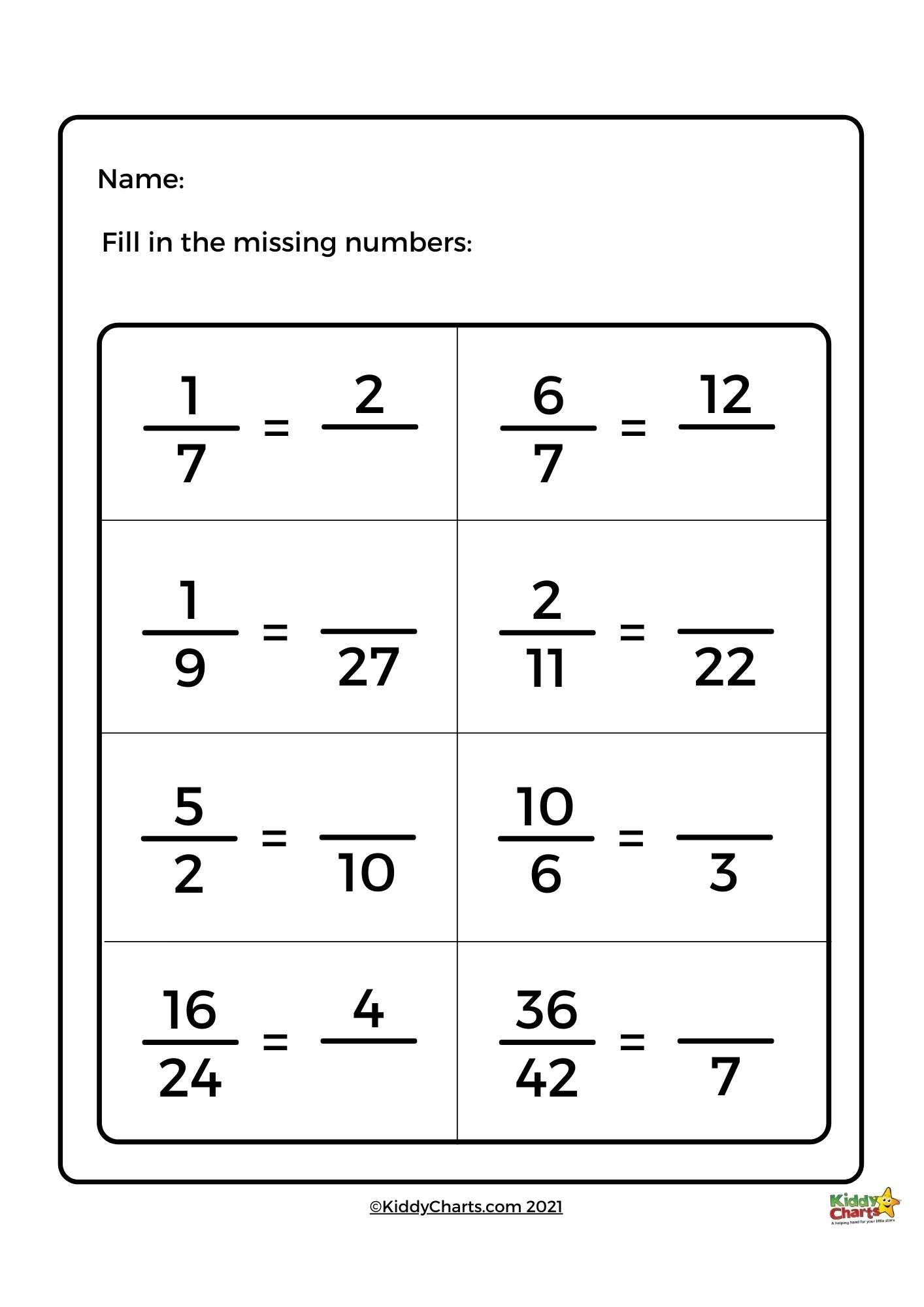 finding equivalent fractions worksheets
