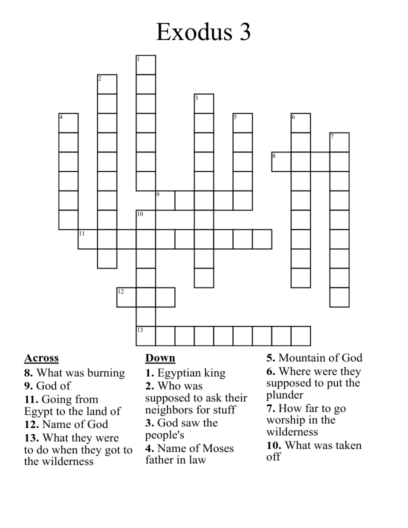Exodus 3 Crossword WordMint