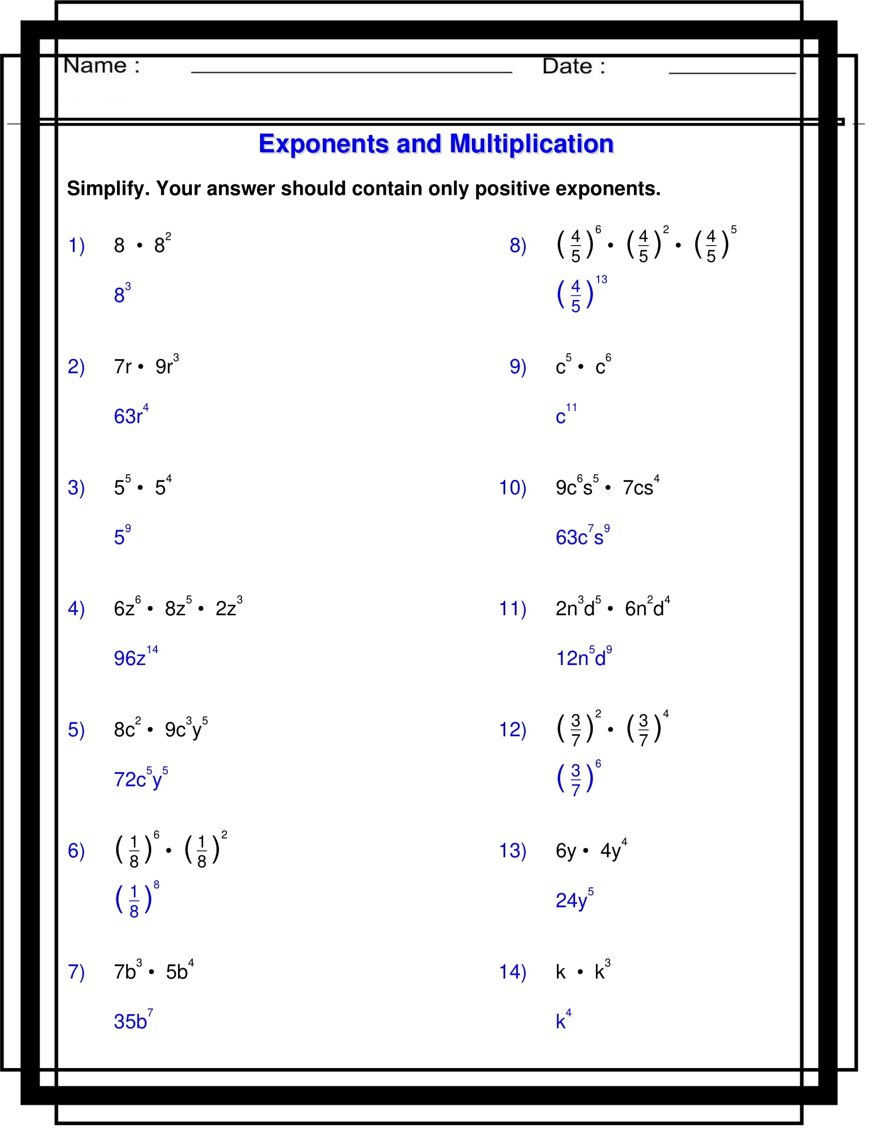 properties of exponents worksheet