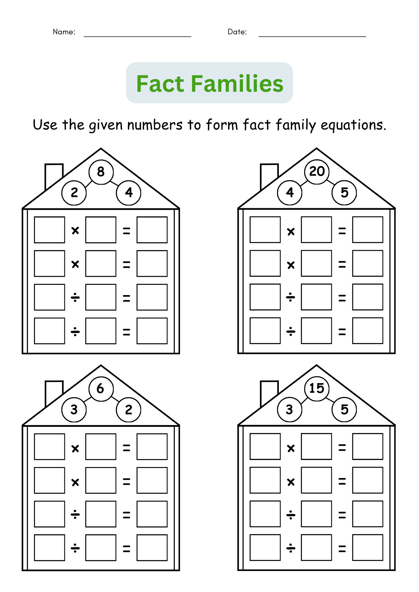 Fact Families Multiplication And Division Number Math Worksheets For Grade 1 2 Made By Teachers Fact Families Multiplication And Division Number Math Worksheets For Grade 1 2 Made By Teachers