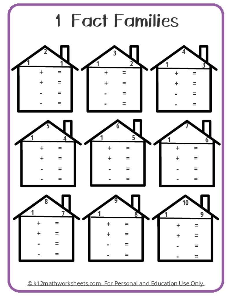 Fact Family Worksheets Fact Family Worksheets