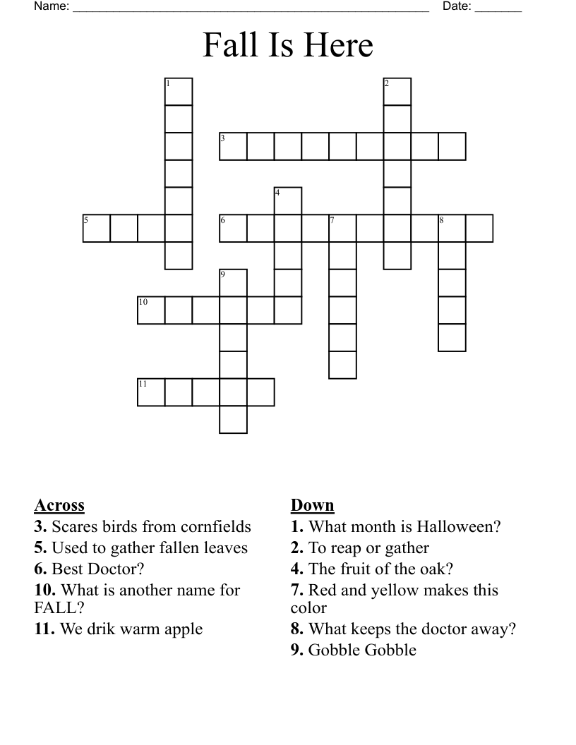 Fall Is Here Crossword WordMint Fall Is Here Crossword WordMint