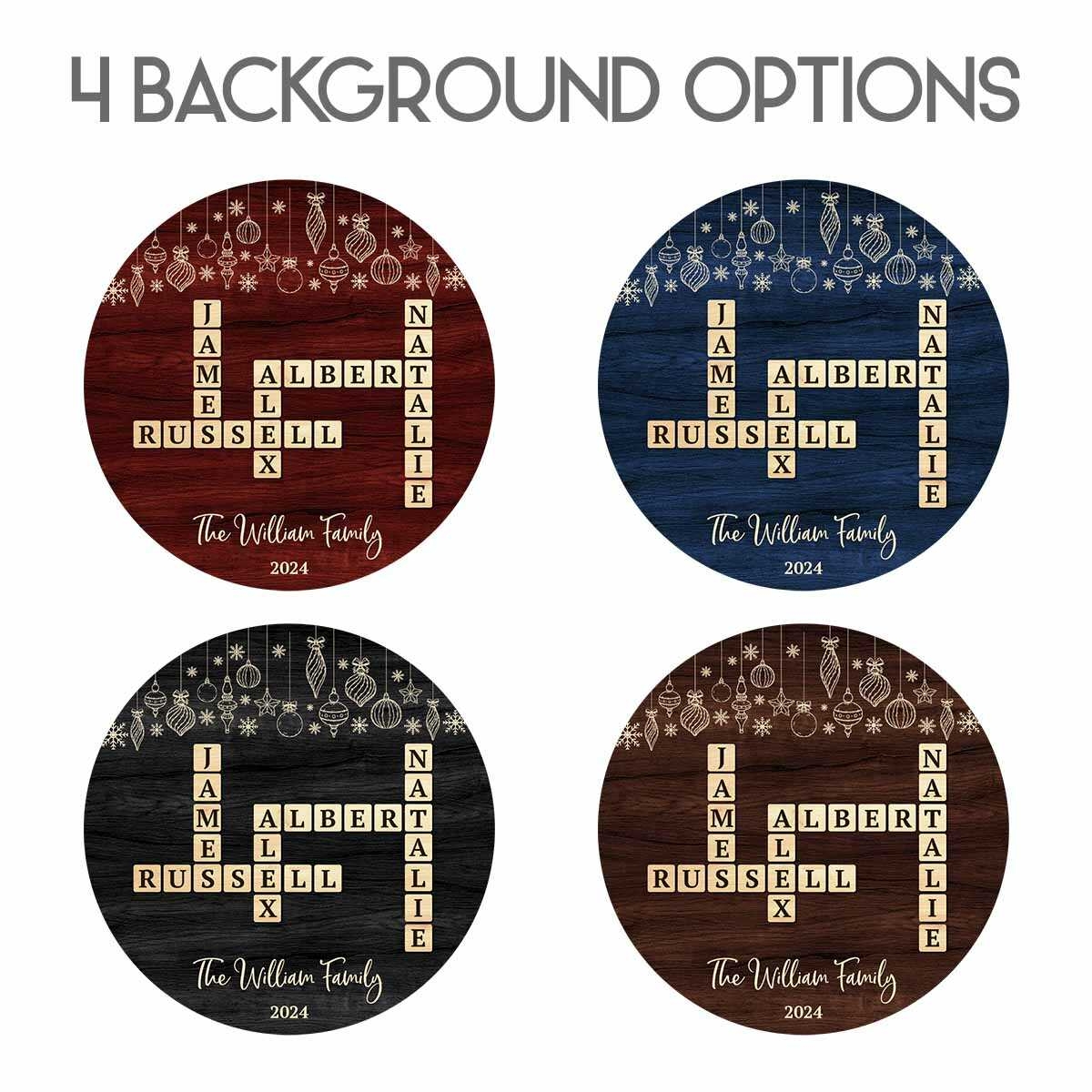 Family Crossword Puzzle Ornament Custom Family Member Name Family Keepsake Christmas Gifts Crossword Puzzle Ornament Personalized Gifts