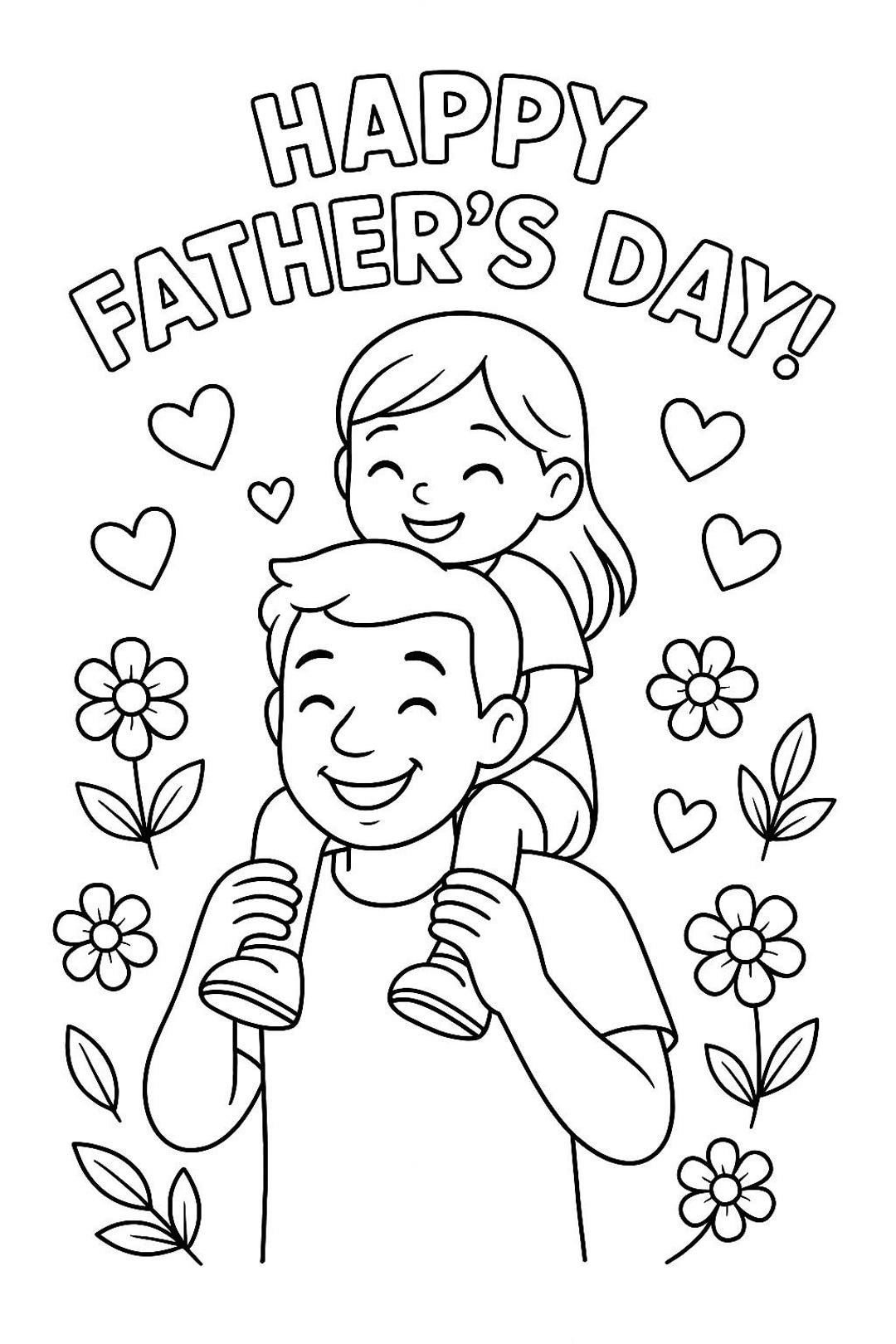 Father s Day Coloring Page From Daughter Printable Dad Daughter Activity Cute Father s Day Craft For Kids Instant Download Etsy