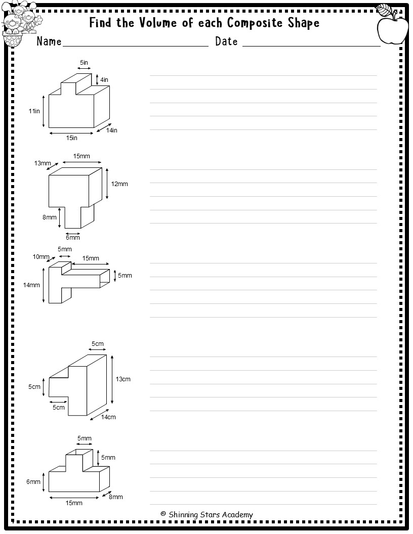 Find The Volume Of Composite Shapes Worksheets Practice Activities Teaching Resources