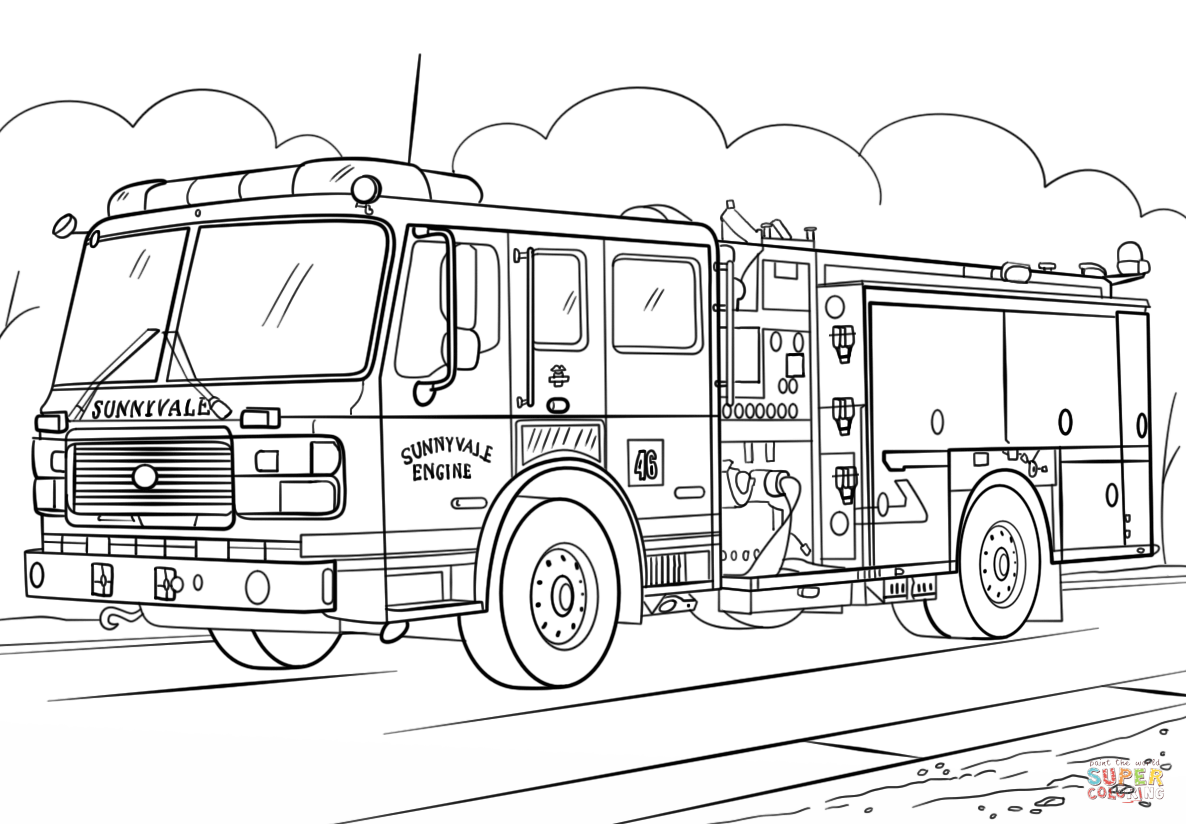fire truck coloring page