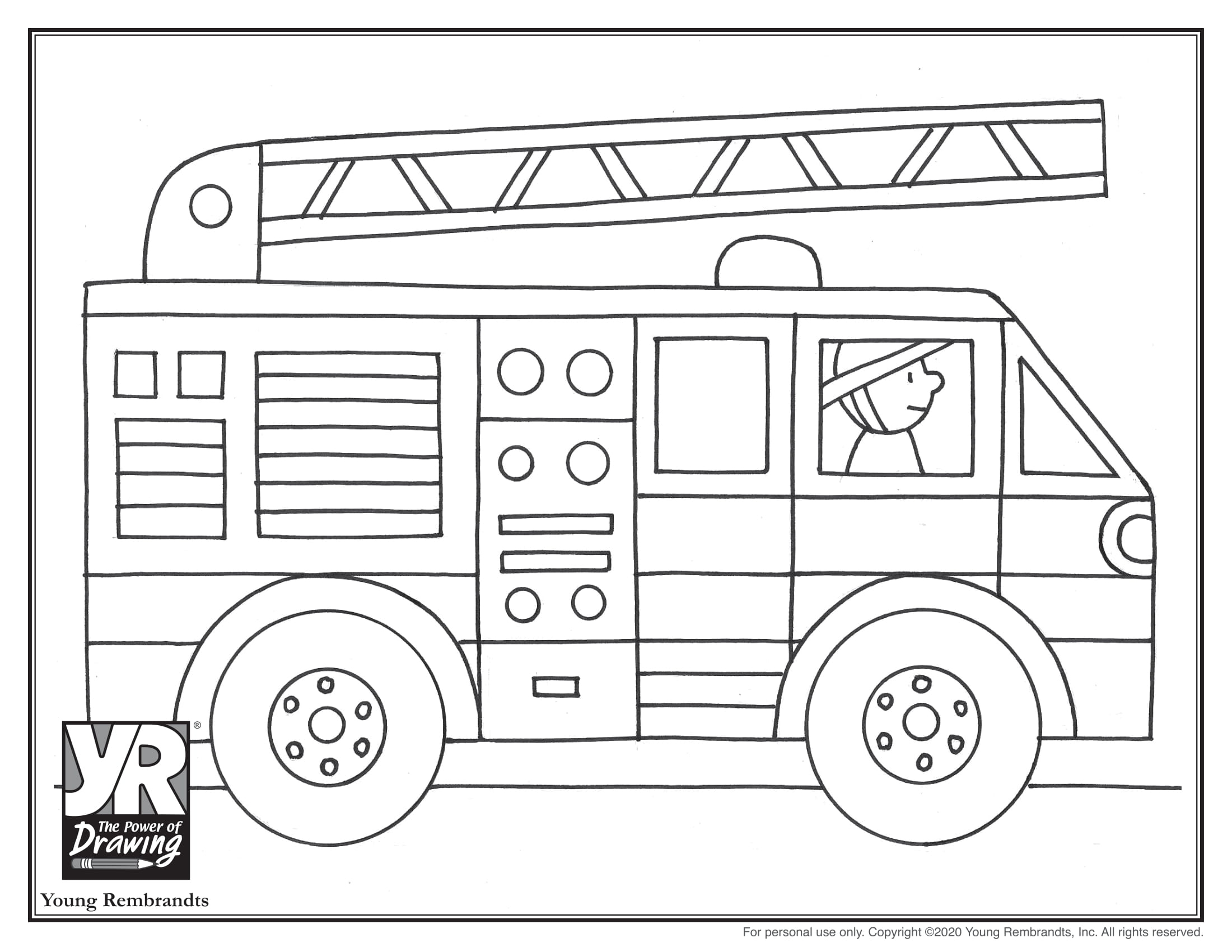 Fire Truck Coloring Page Young Rembrandts Shop