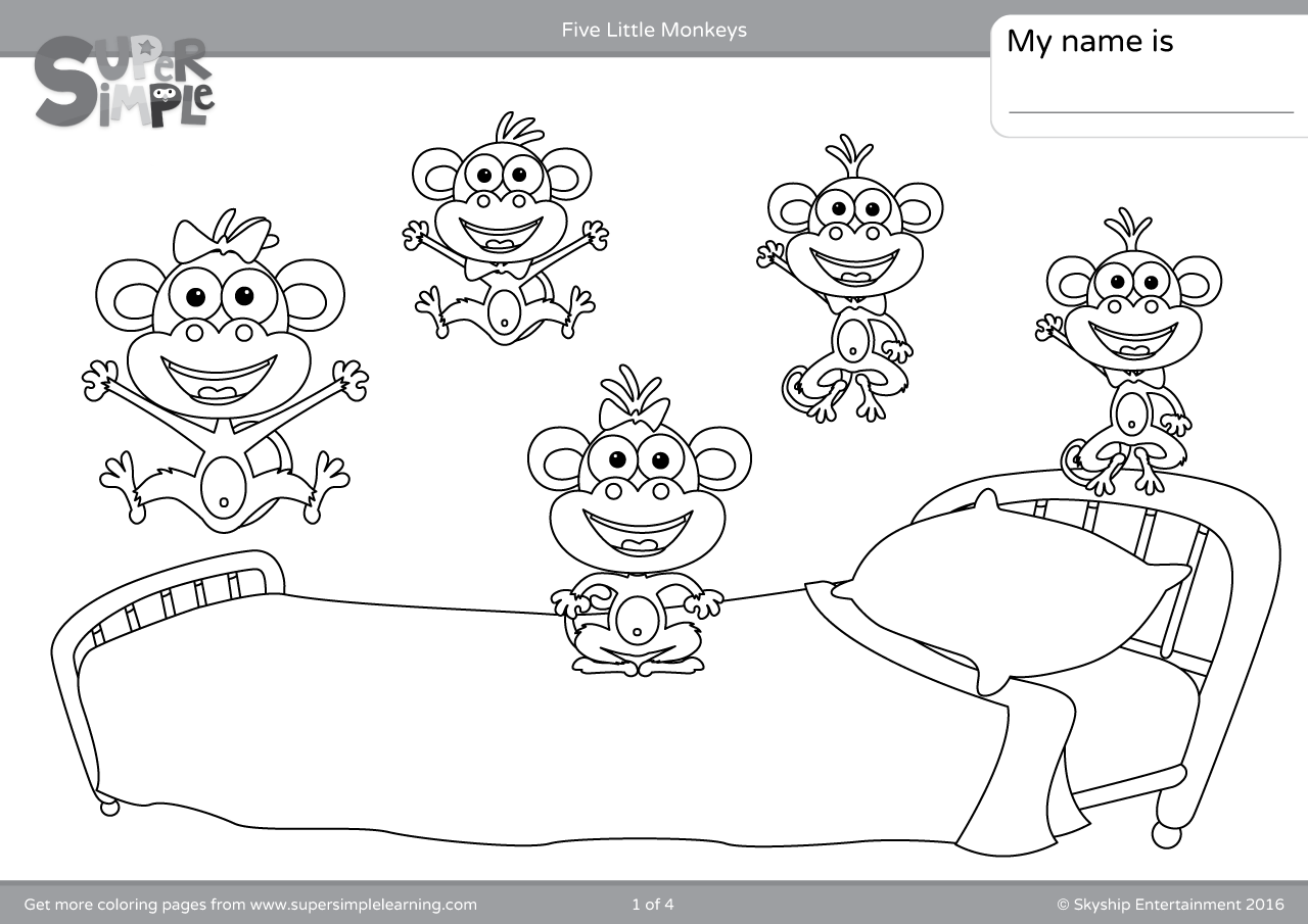 Five Little Monkeys Coloring Pages Super Simple Five Little Monkeys Coloring Pages Super Simple