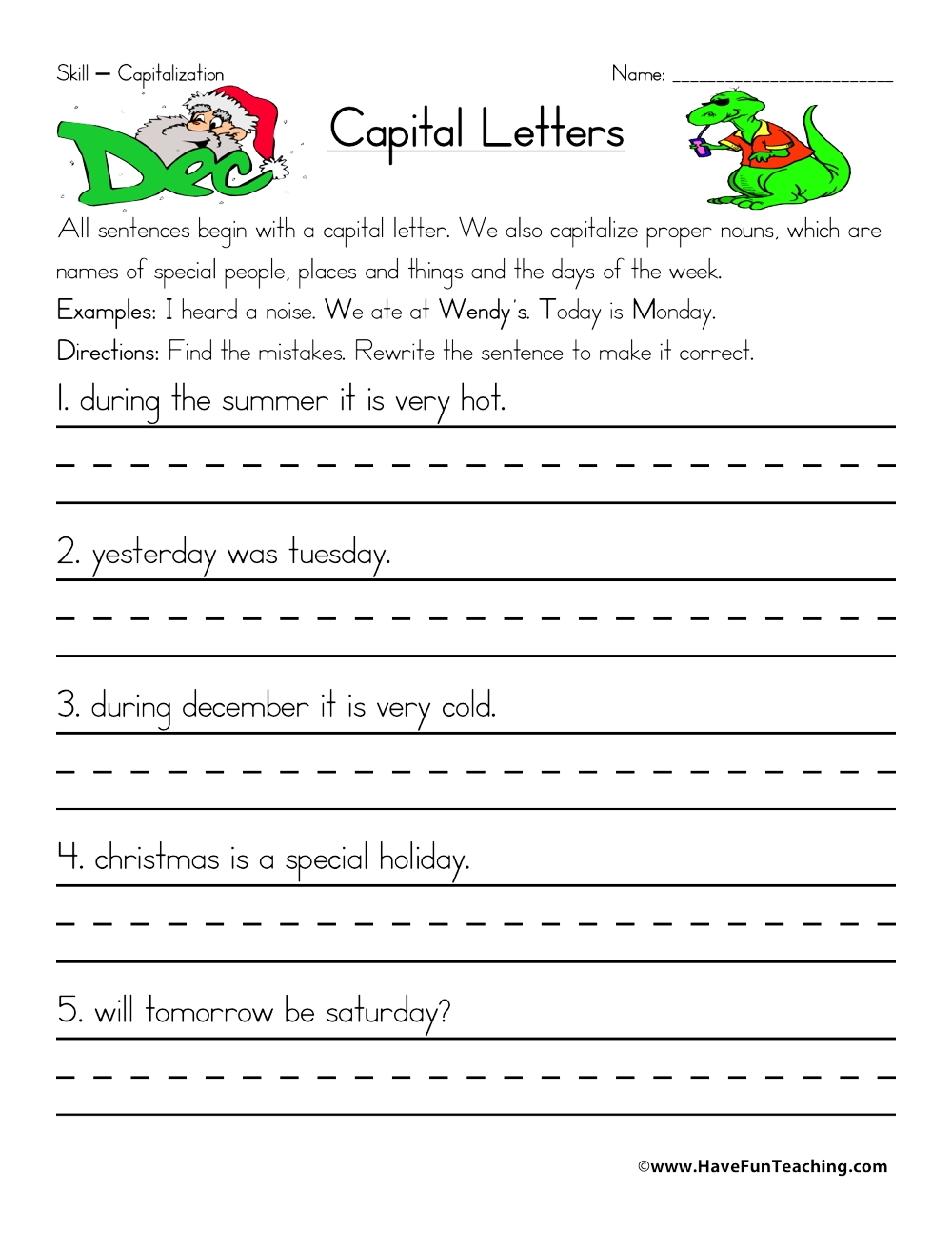 Fixing Capitalization Errors Worksheet Have Fun Teaching