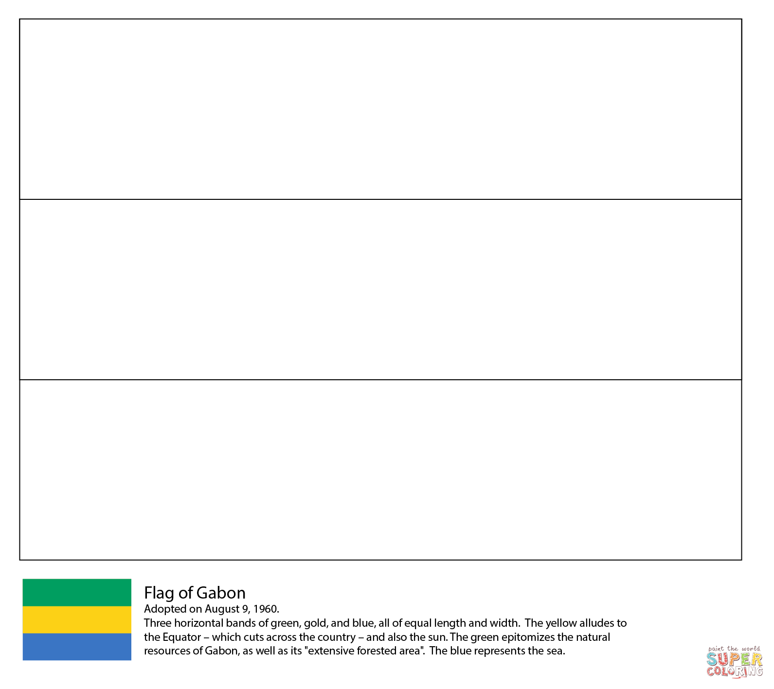 Flag Of Gabon Coloring Page Free Printable