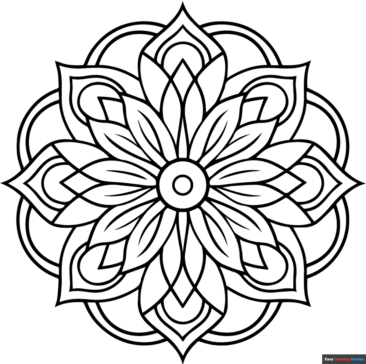 Floral Mandala Coloring Page Easy Drawing Guides Floral Mandala Coloring Page Easy Drawing Guides