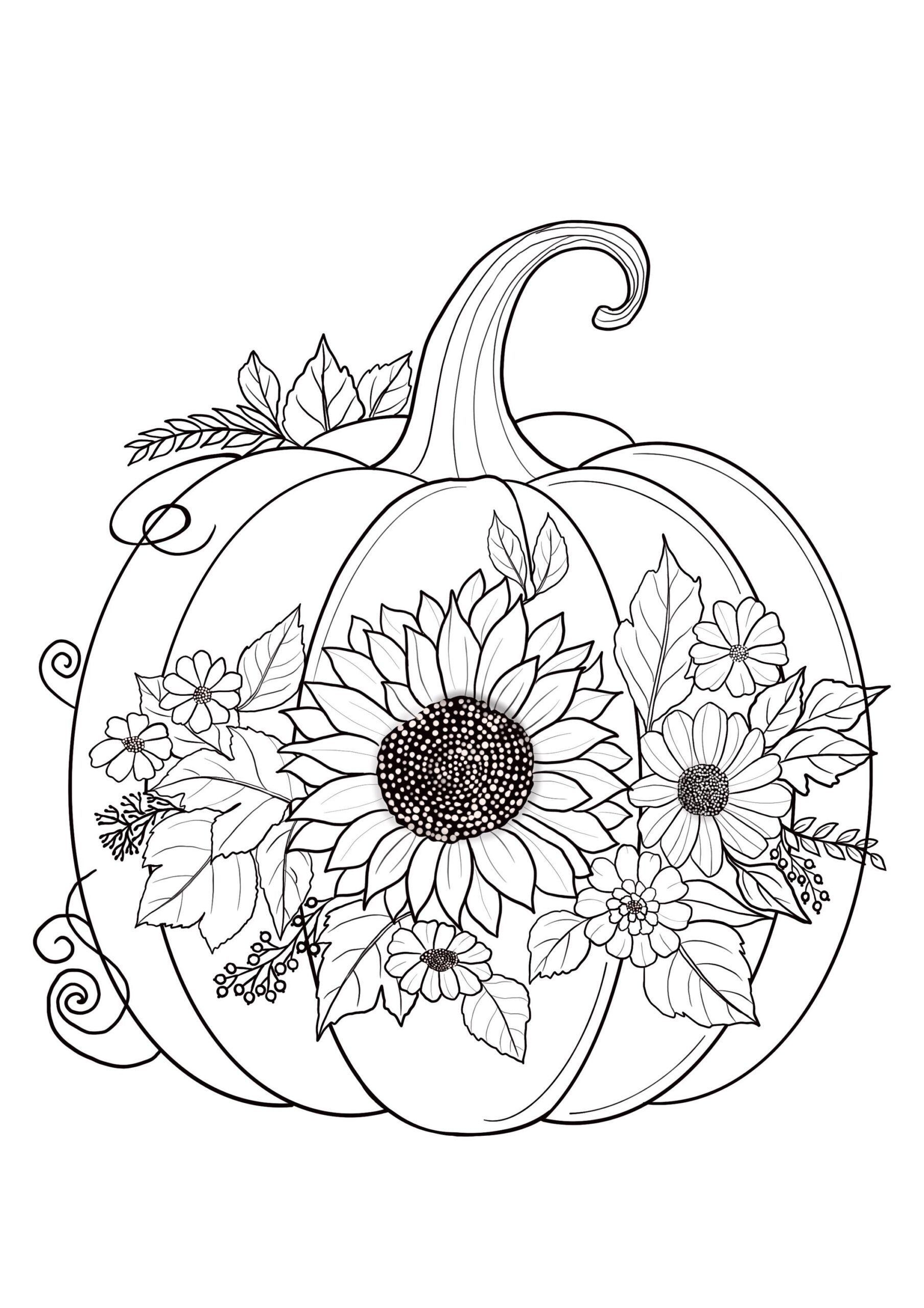 Floral Pumpkin Coloring Pages Fall Autumn Leaves PDF Etsy Floral Pumpkin Coloring Pages Fall Autumn Leaves PDF Etsy
