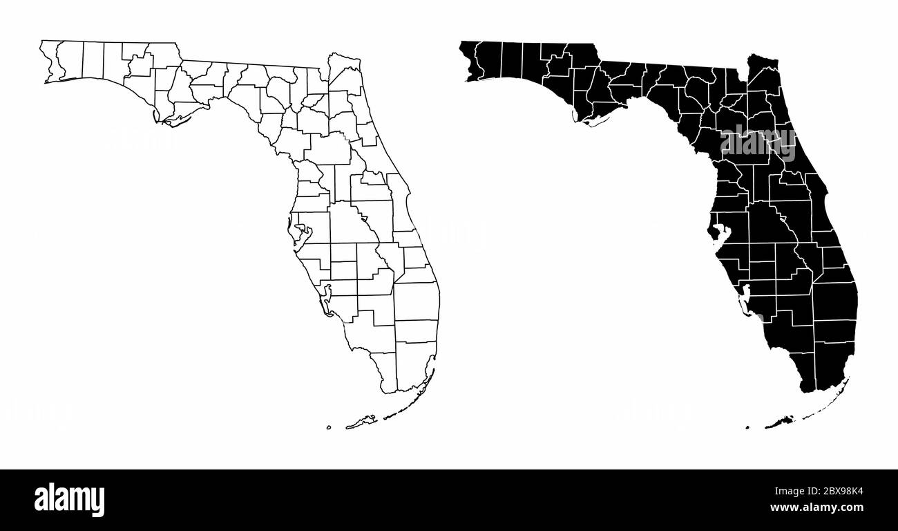 Florida County Maps Stock Vector Image Art Alamy