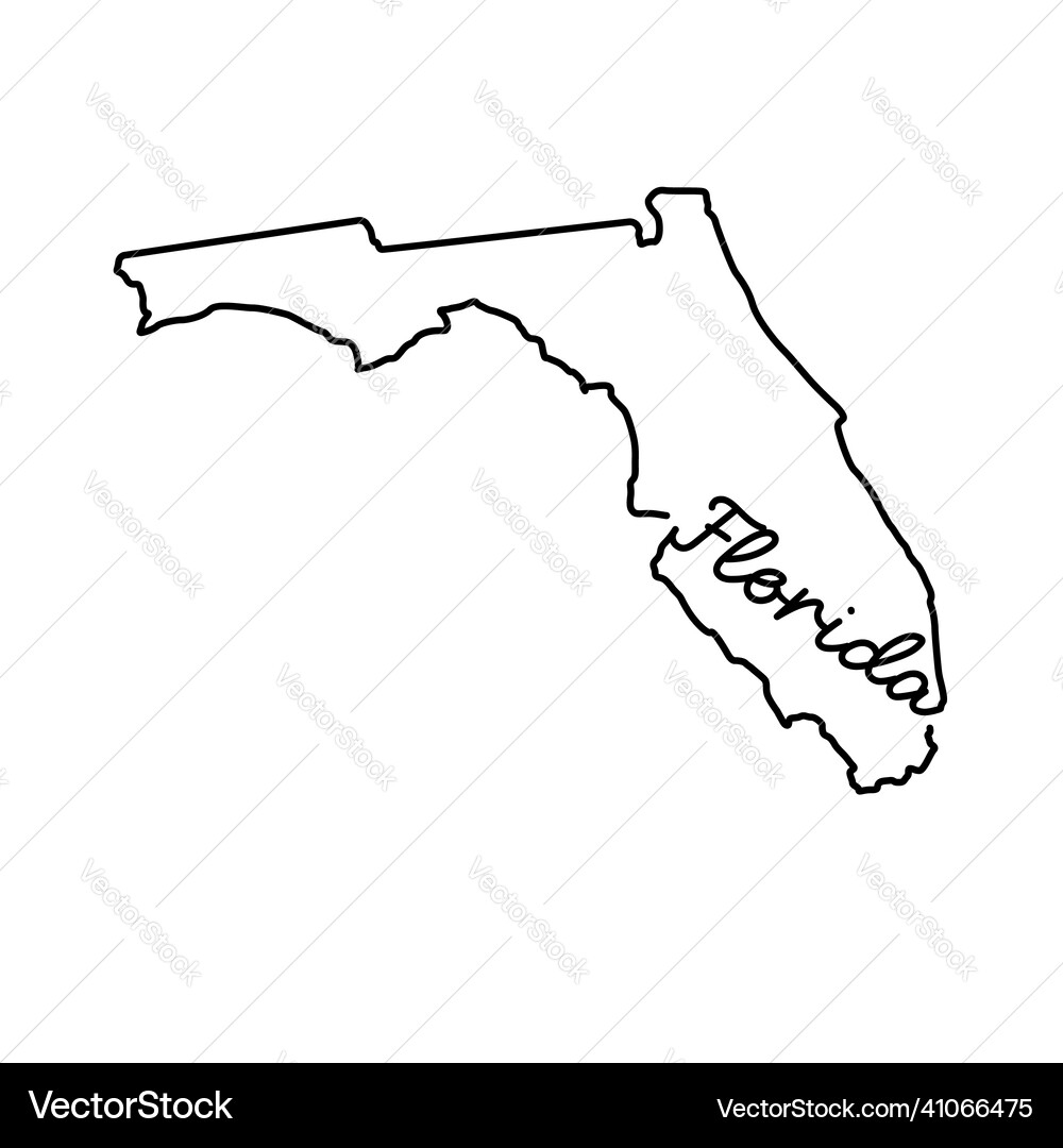 Florida Us State Outline Map With The Handwritten Royalty Free Vector VectorStock