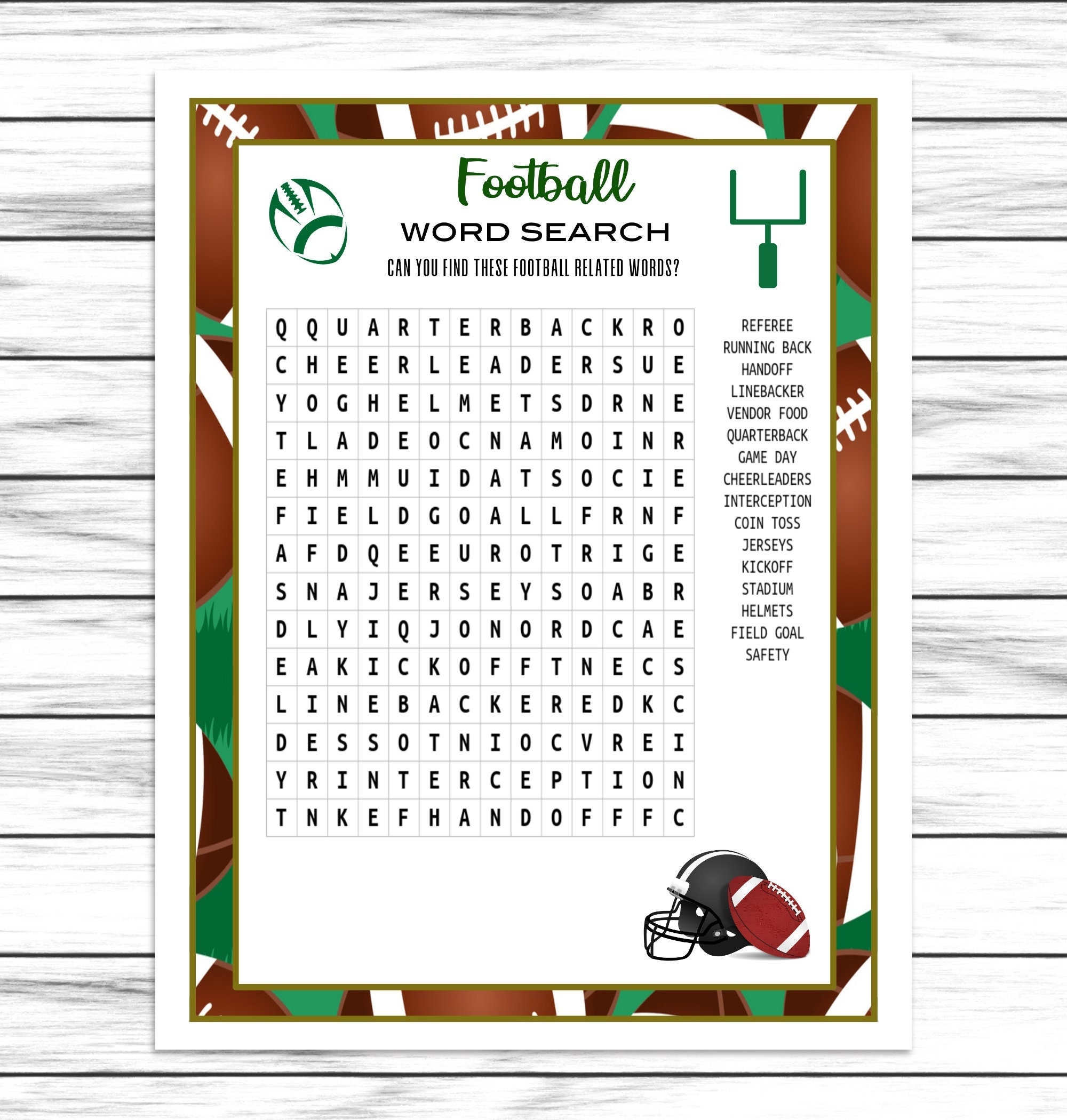 Football Word Search Printable Or Virtual Football Party Game For Kids Adults Ideas Instant Download Activity Office Classroom Party Etsy Israel