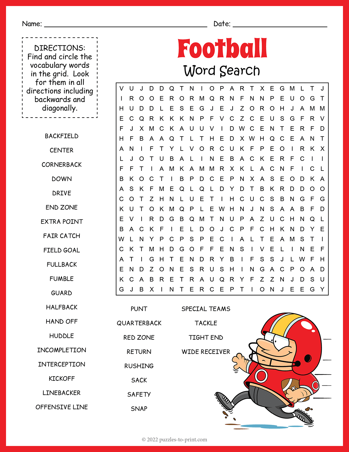 Football Word Search