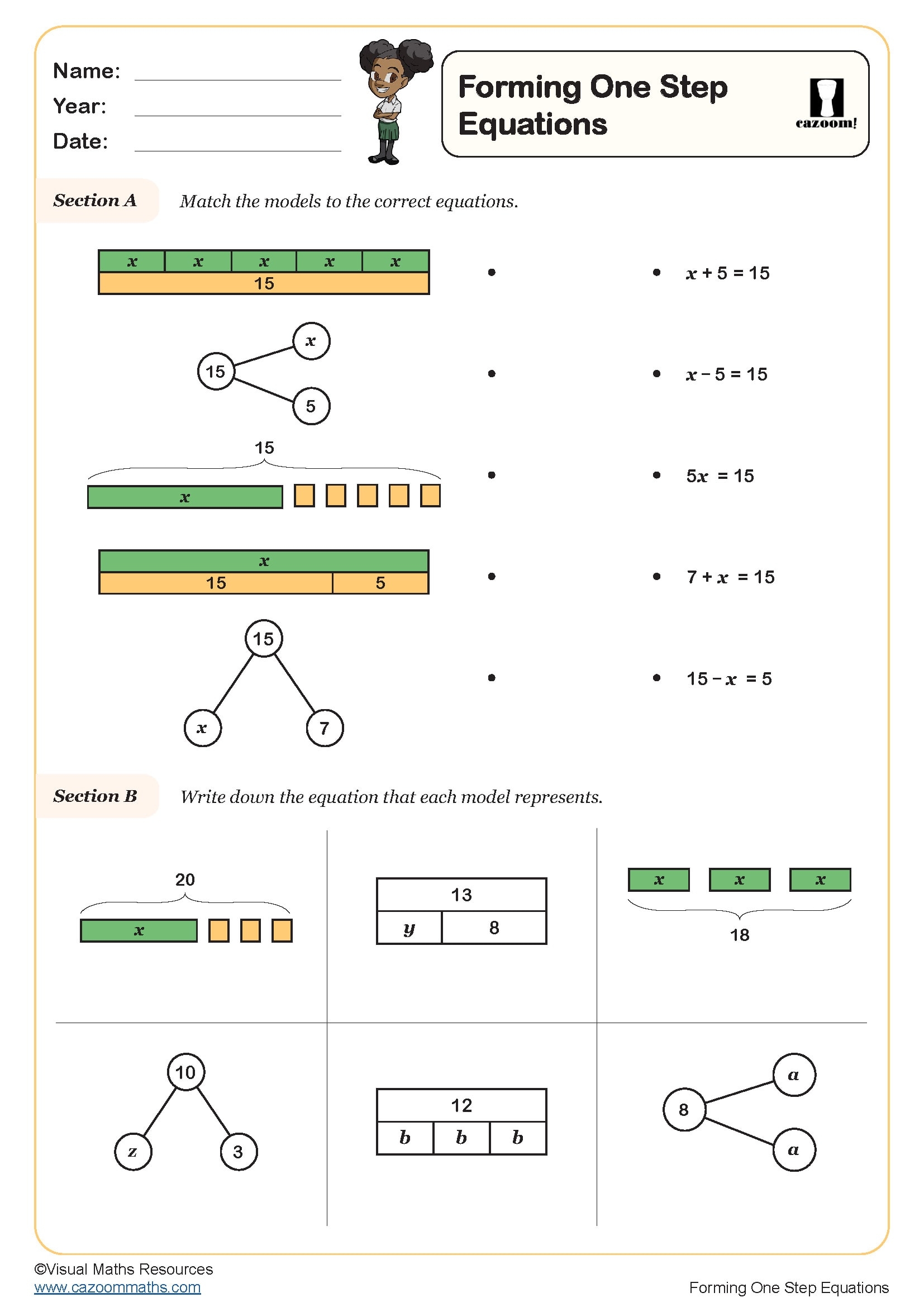 one step equations worksheets one step equations worksheets
