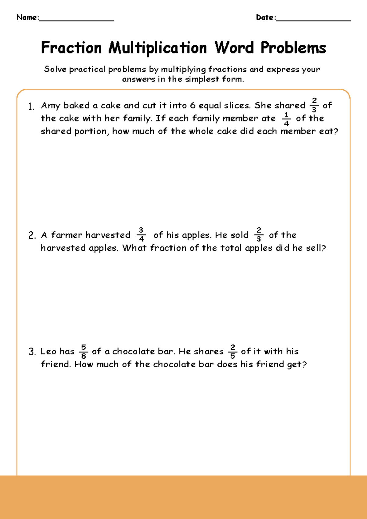 fraction word problems 5th grade