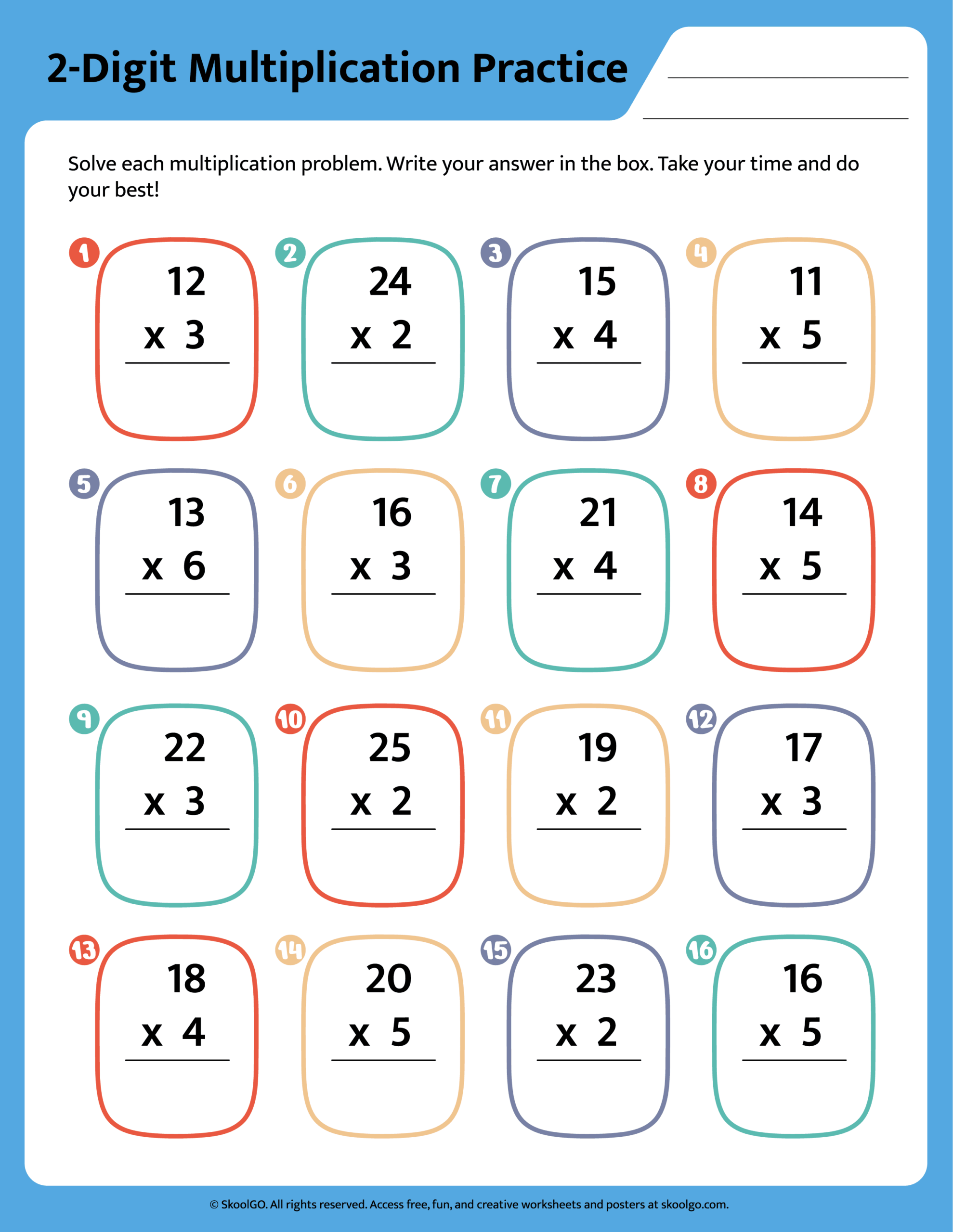 multiplication worksheet two digit multiplication worksheet two digit
