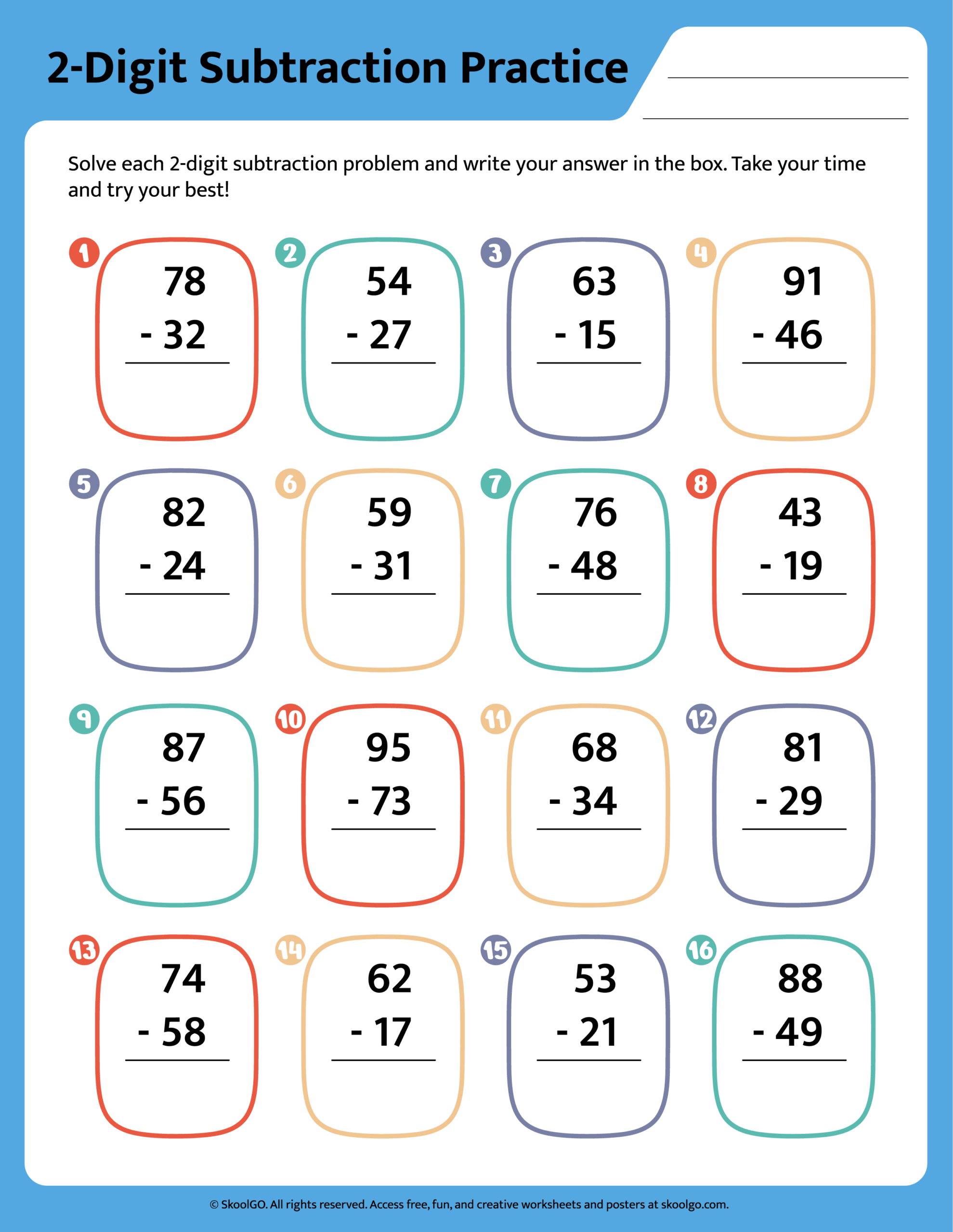 Free 2 Digit Subtraction Practice For Grades 1 3 Free 2 Digit Subtraction Practice For Grades 1 3