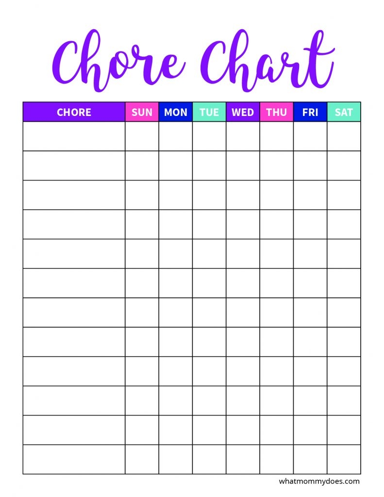 weekly chore list template weekly chore list template