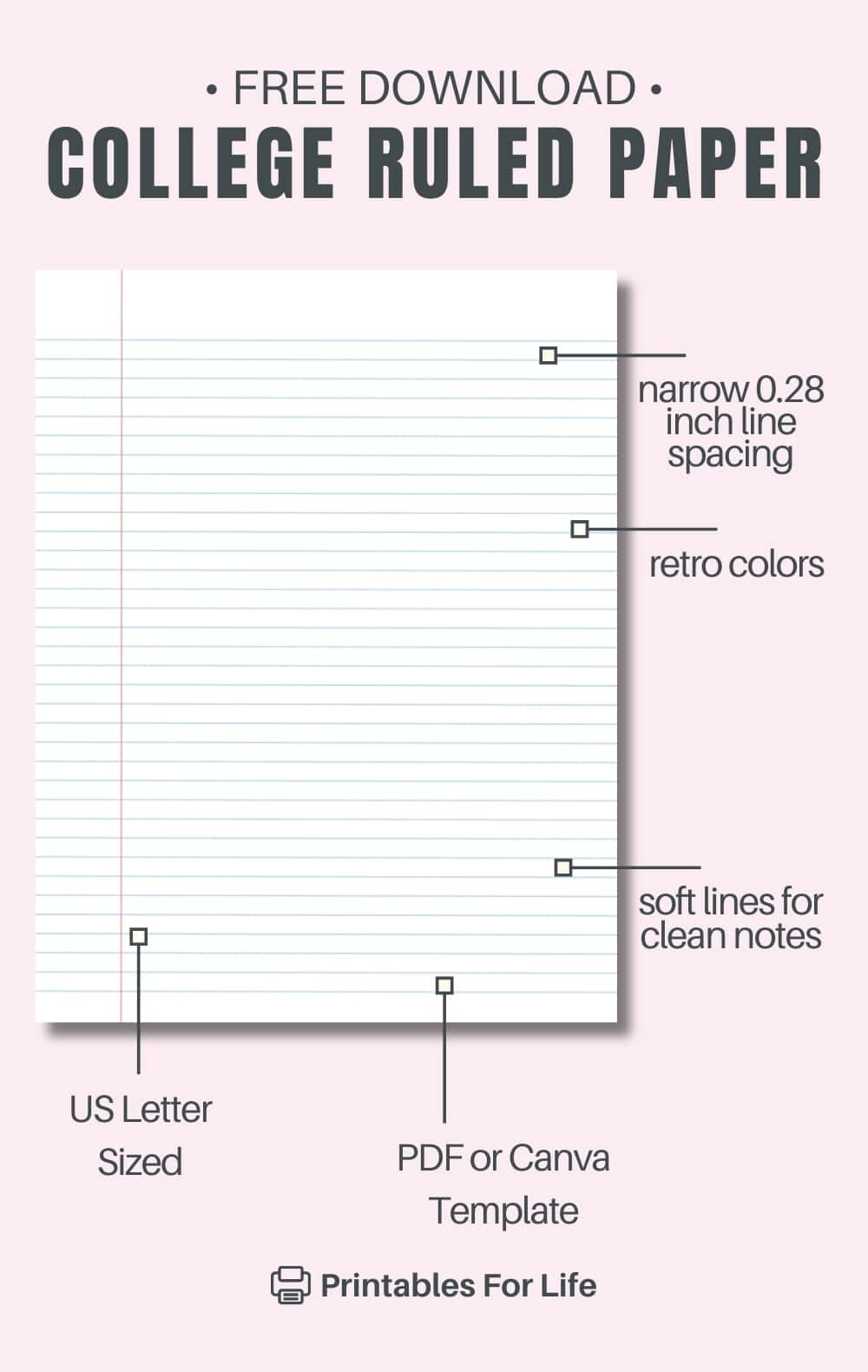 college ruled paper printable