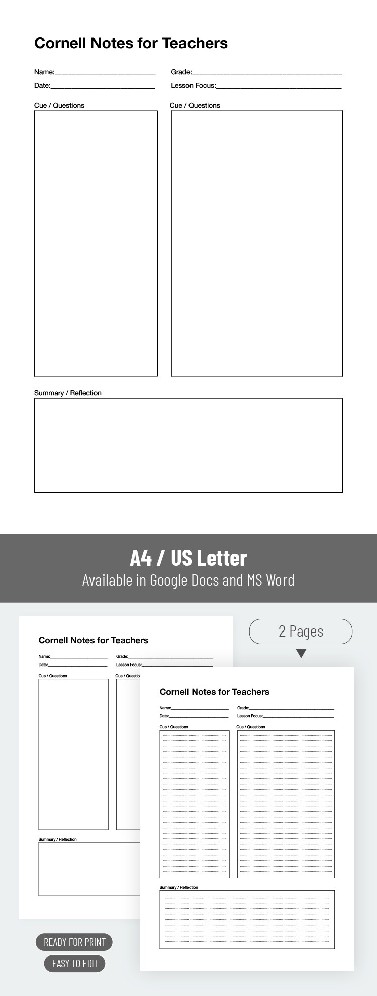 Free Cornell Note Templates For Google Docs And Word Thegoodocs Free Cornell Note Templates For Google Docs And Word Thegoodocs