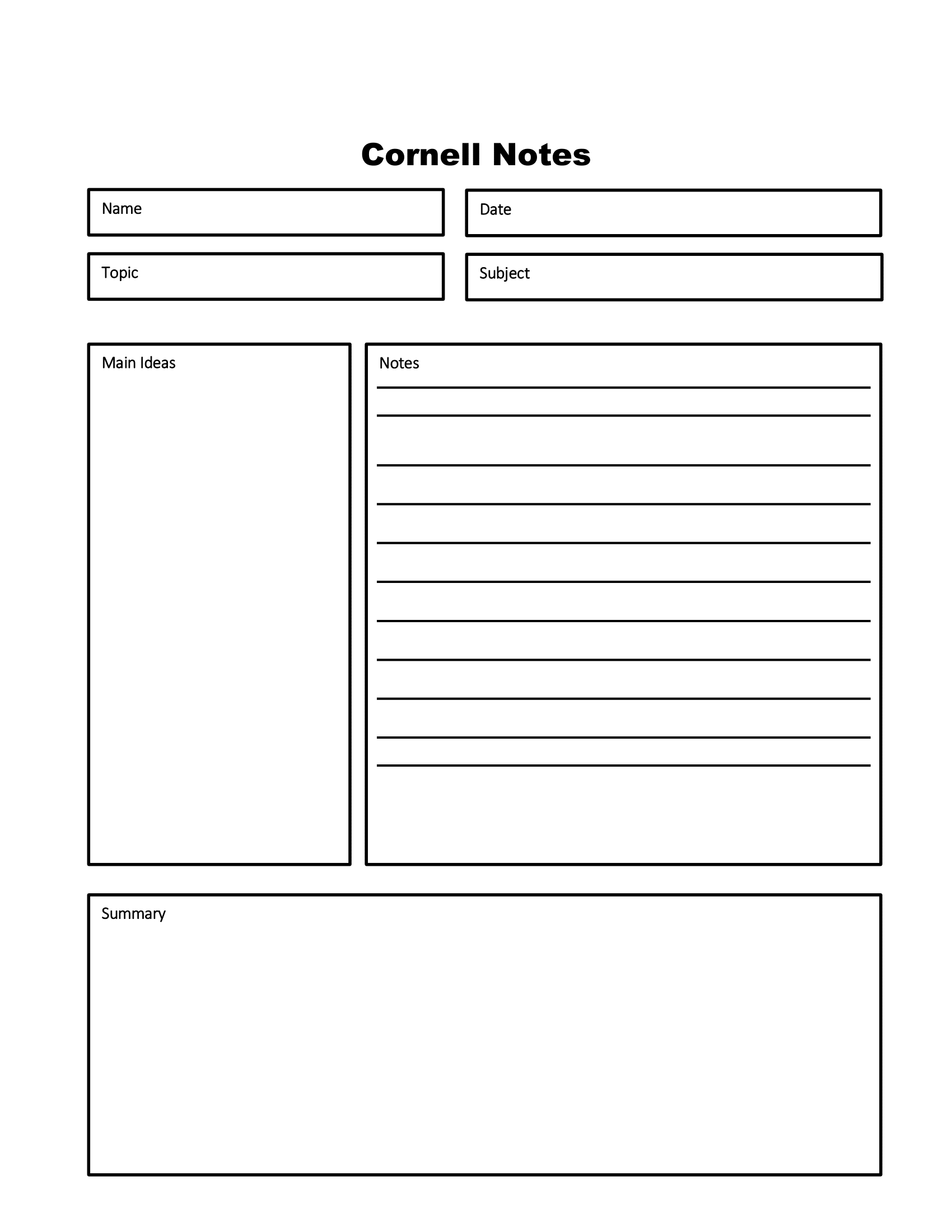 Free Download Printable Cornell Notes PDF Templates Free Download Printable Cornell Notes PDF Templates