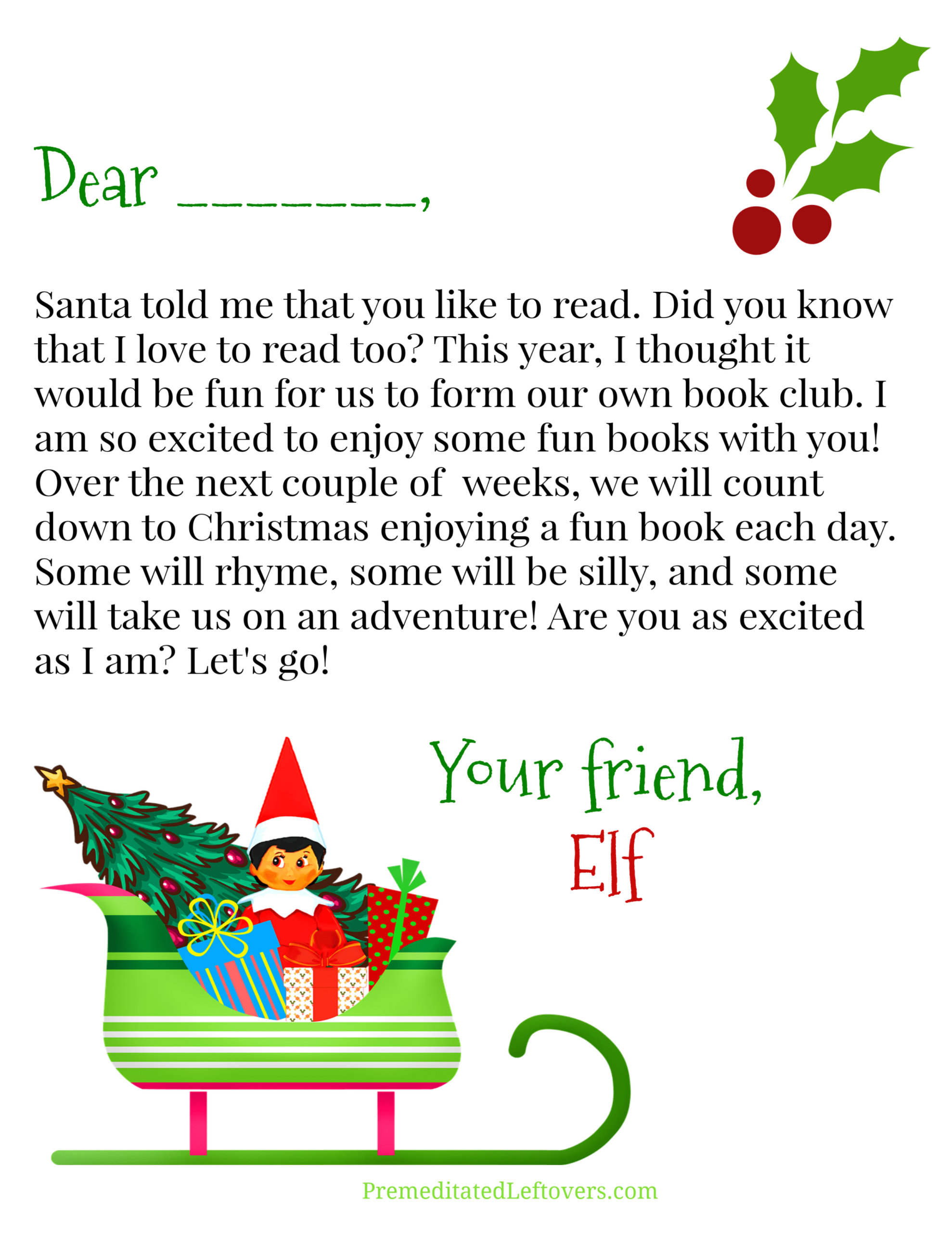 Free Elf On The Shelf Printables Premeditated Leftovers 