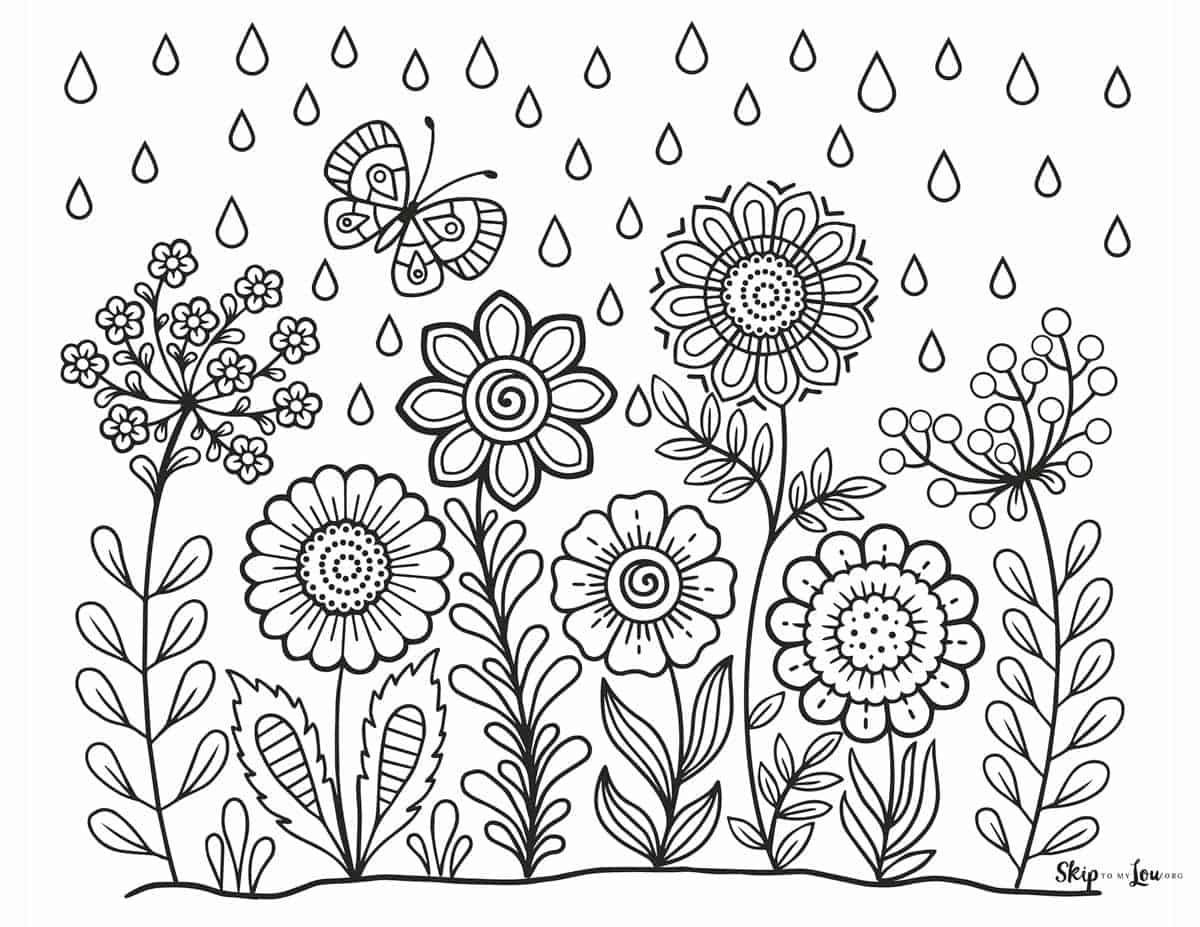 coloring pages of cute flowers