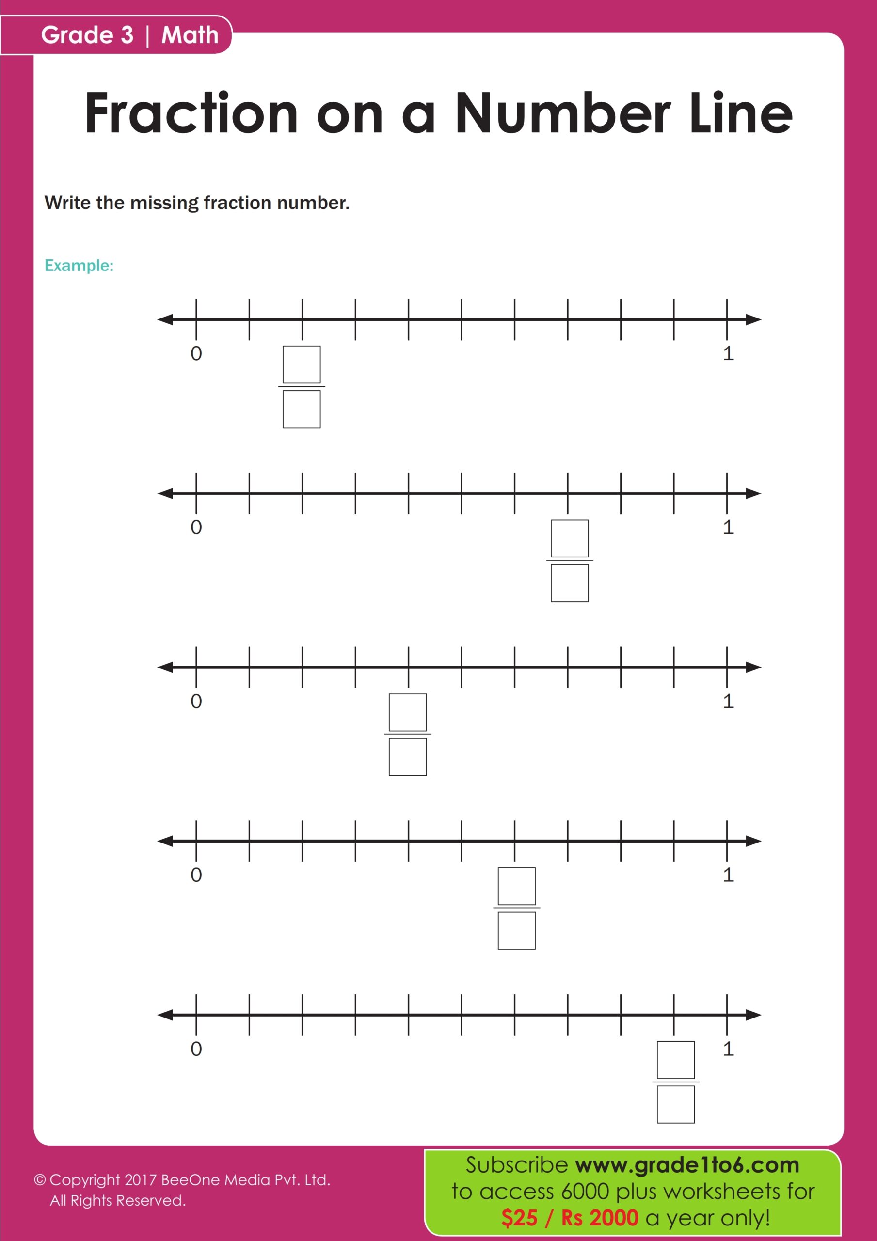 fractions on number line worksheets