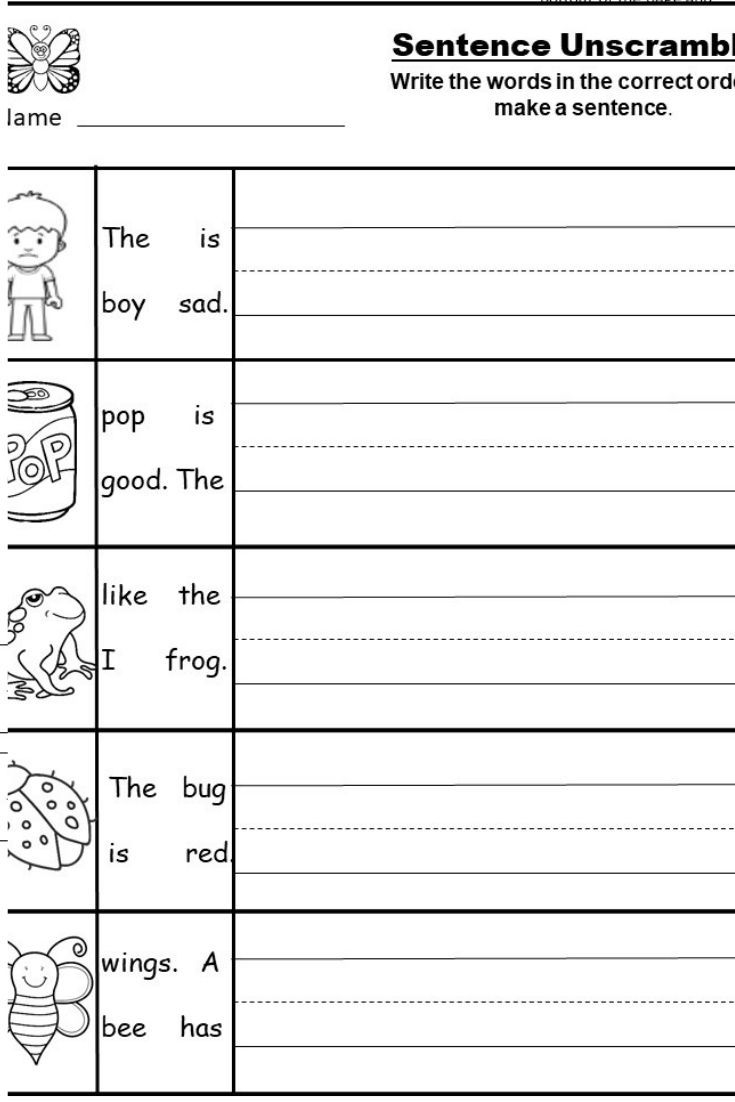 writing worksheets for kindergarten