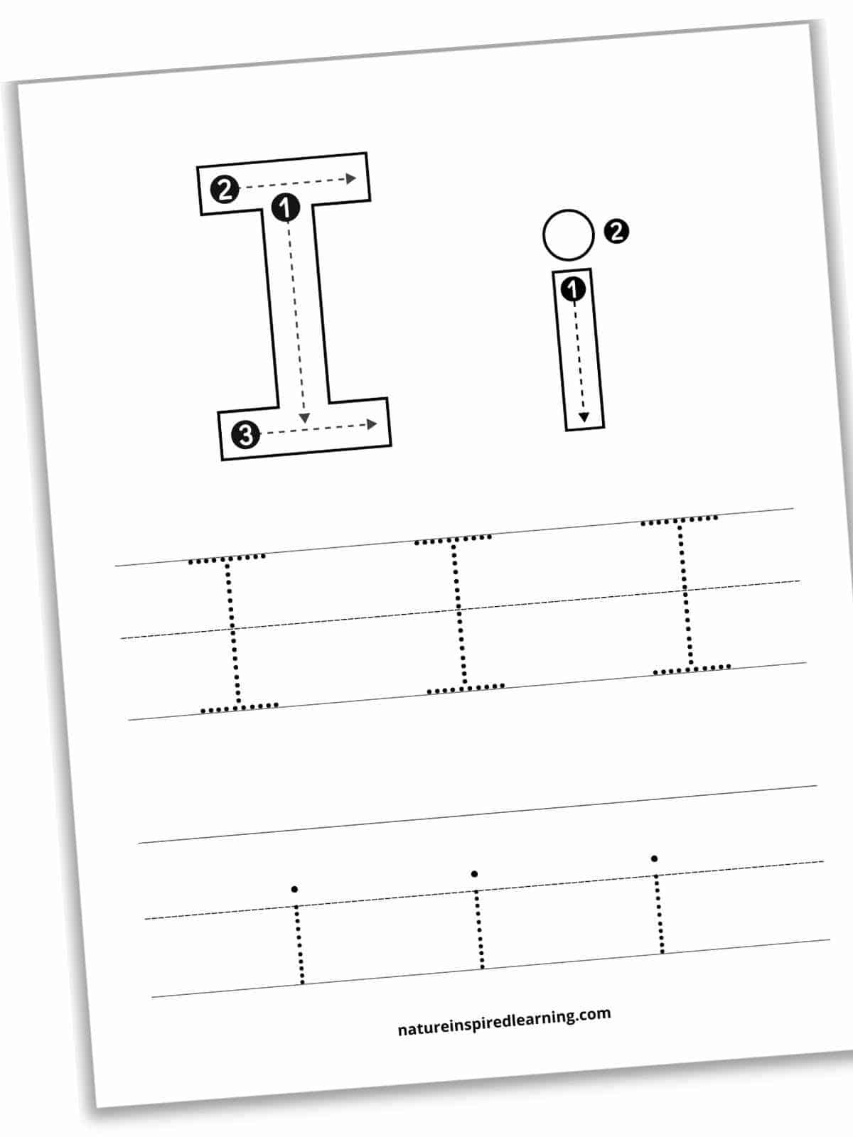 Free Letter I Tracing Worksheets Nature Inspired Learning